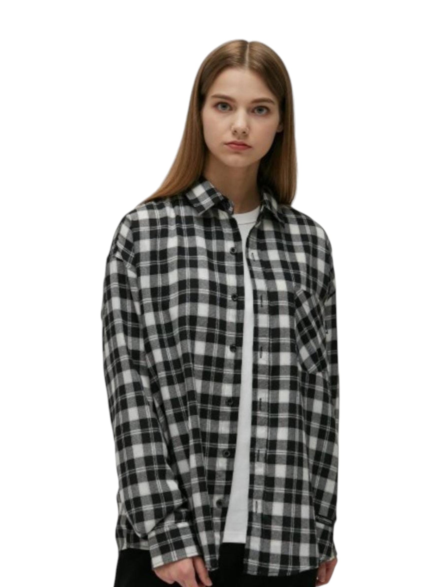 Women's Plaid Chemise,Black/White