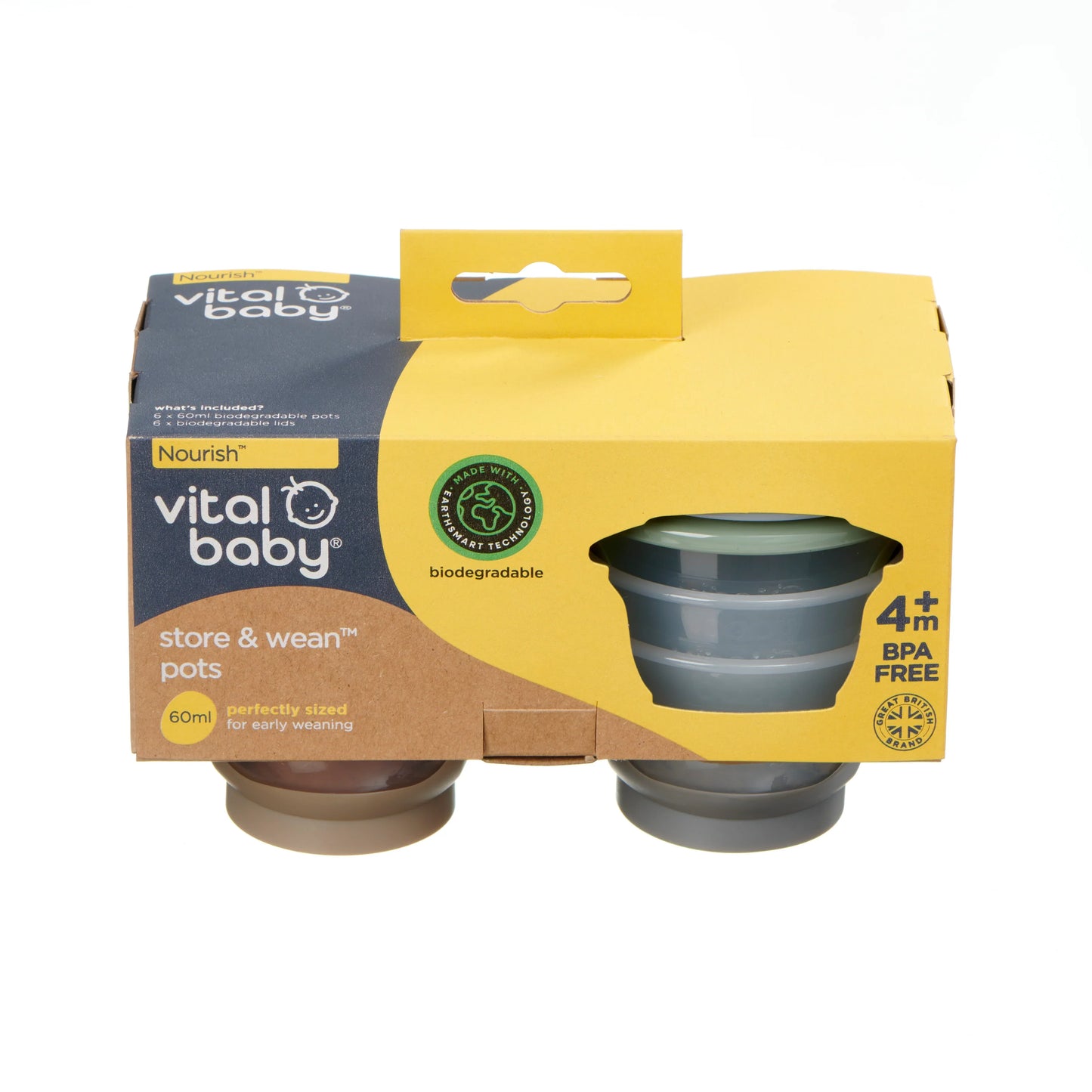 Vital Baby Natural Store & Wean Pots 60ml 6 Pack Food Containers