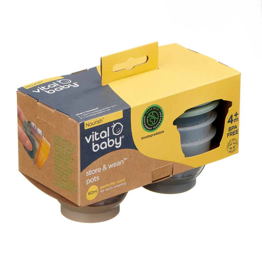 Vital Baby Nourish store & wean™ pots 60ml 6pk - natural
