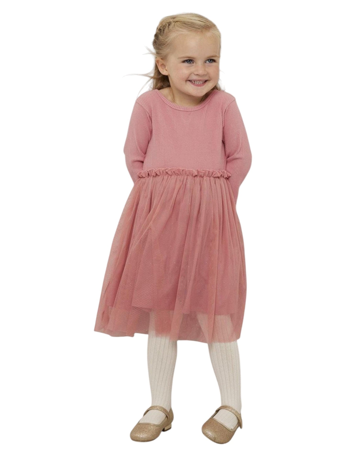 Kids Girl's Plain Solid Dress,Pink