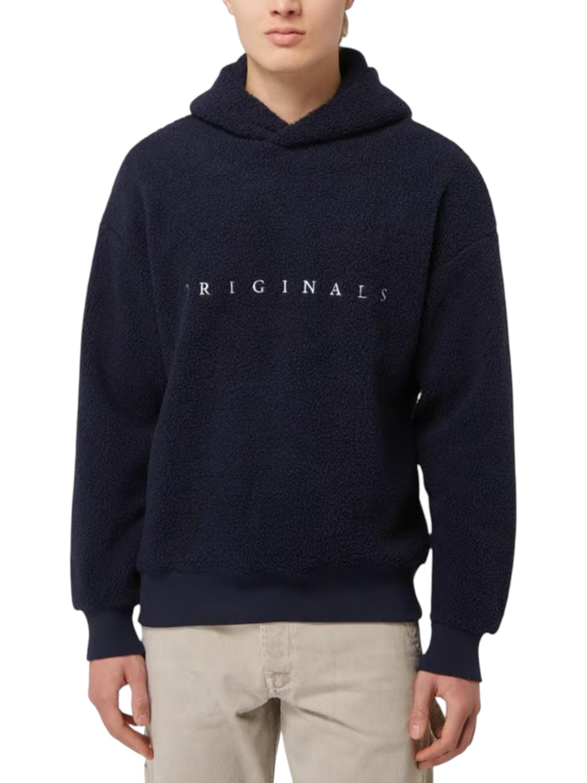 Men's Faux Fur Hoodie,Navy