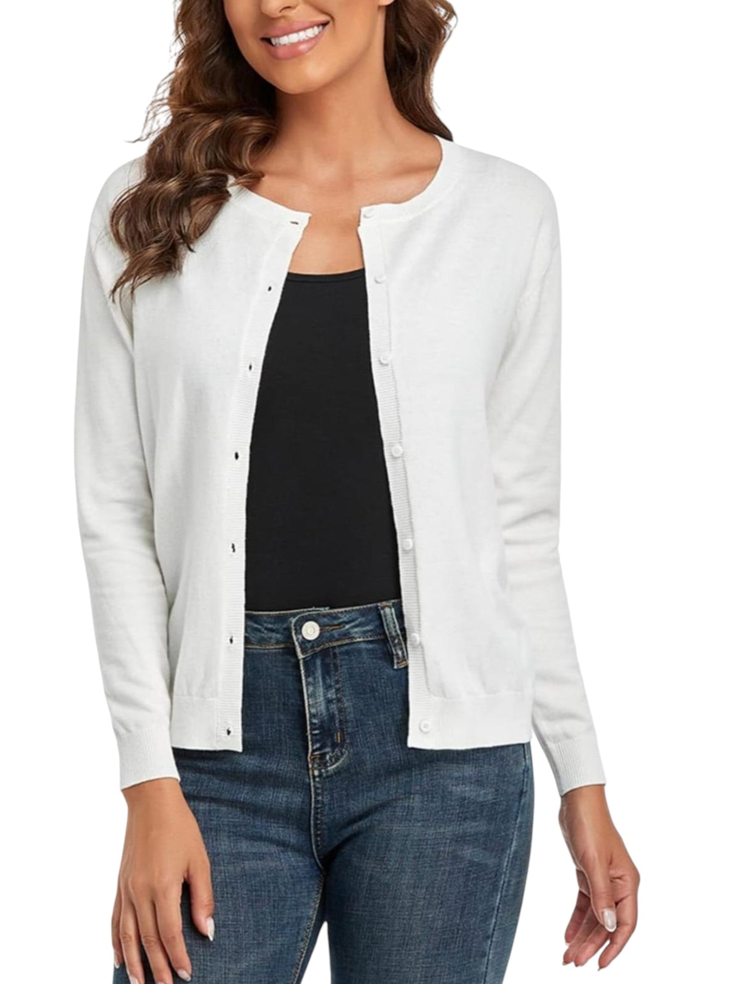Women's Knitted Top Cardigan,White