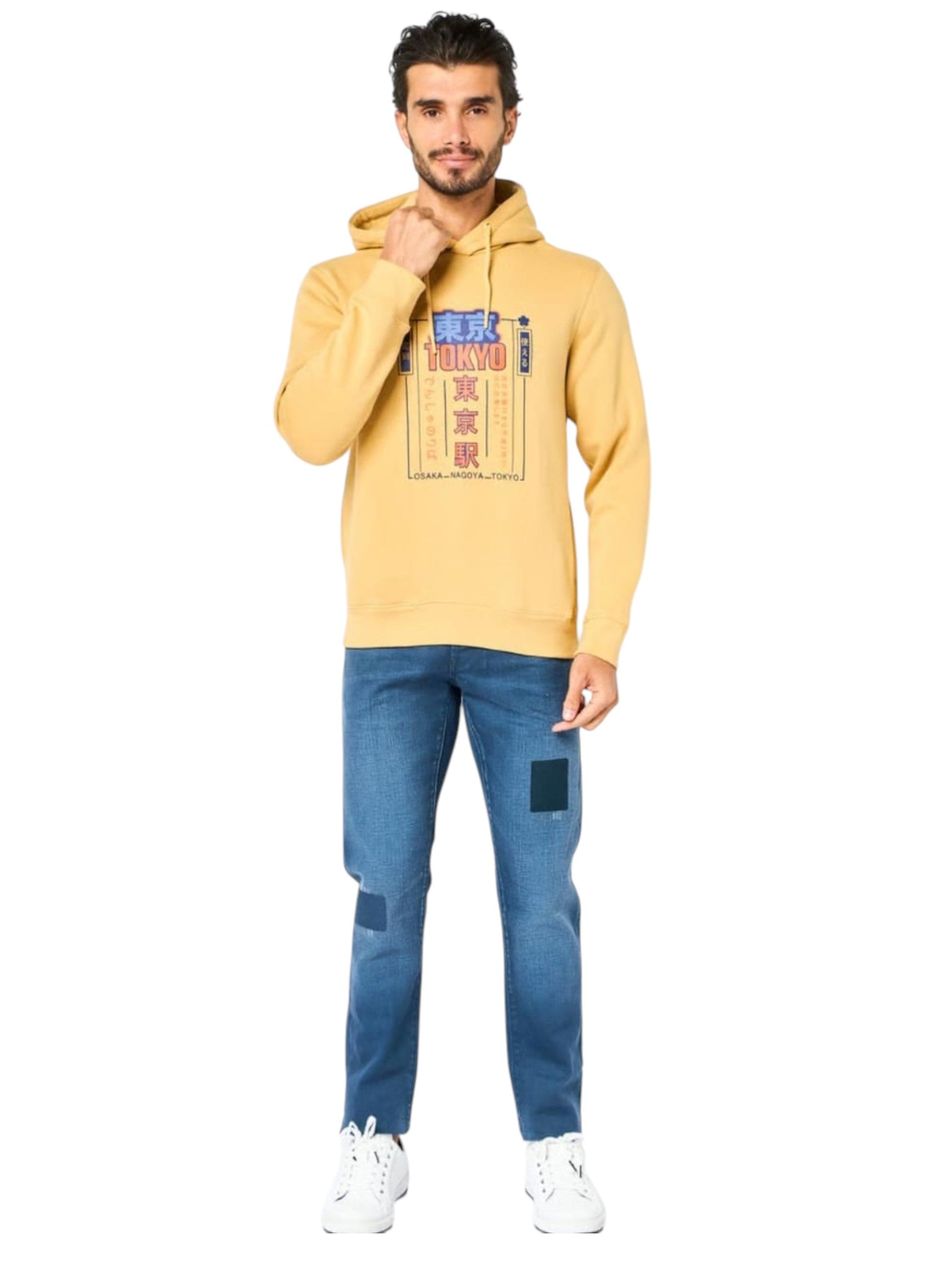 Men's Printed Hoodie,Yellow