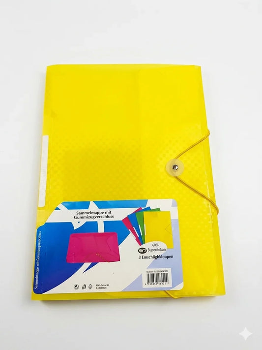 SD Yellow Plastic Document Folder With Elastic Band 3 Flap | SD In Lebanon