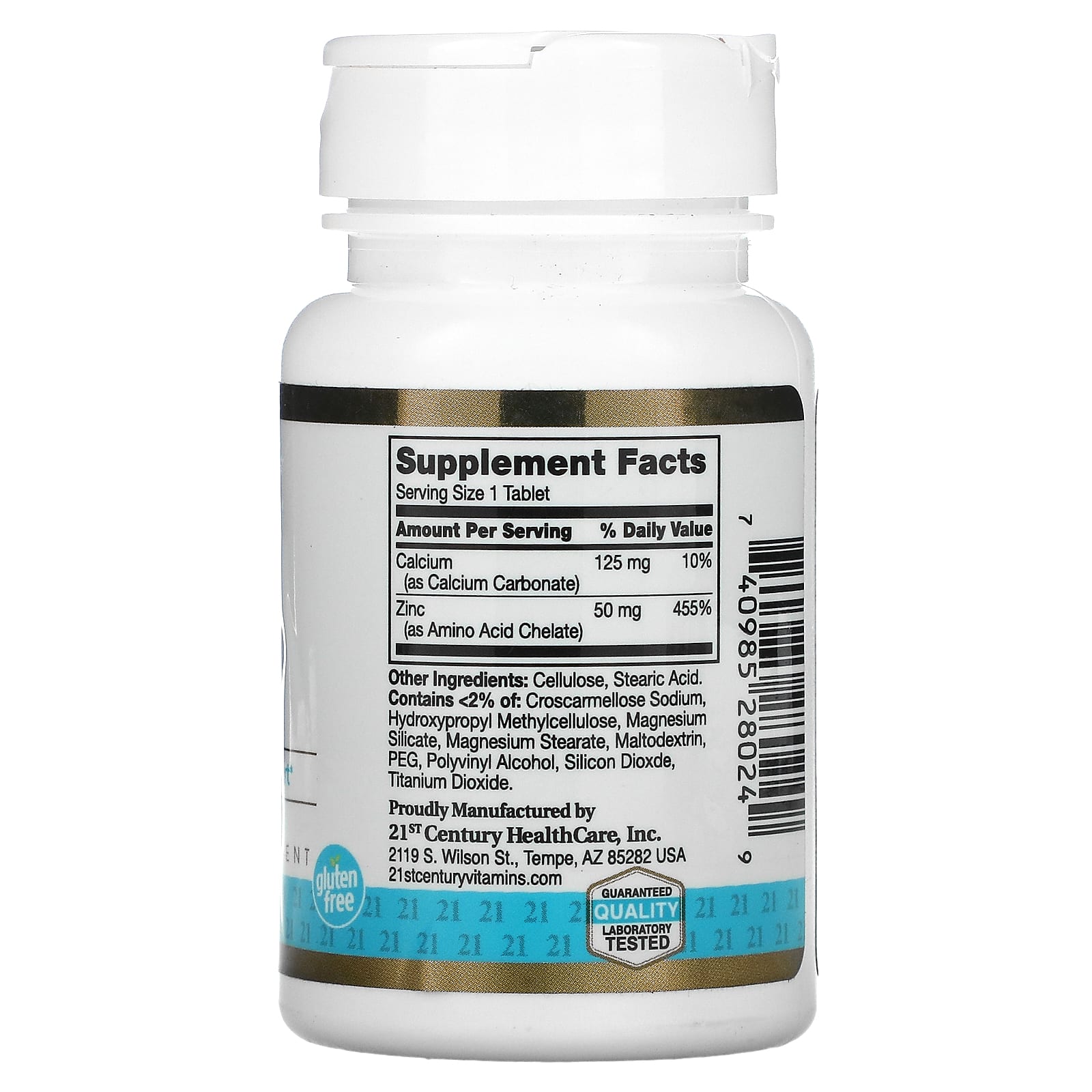 21st Century, Chelated Zinc, 50 mg, 60 Tablets - Medaid International