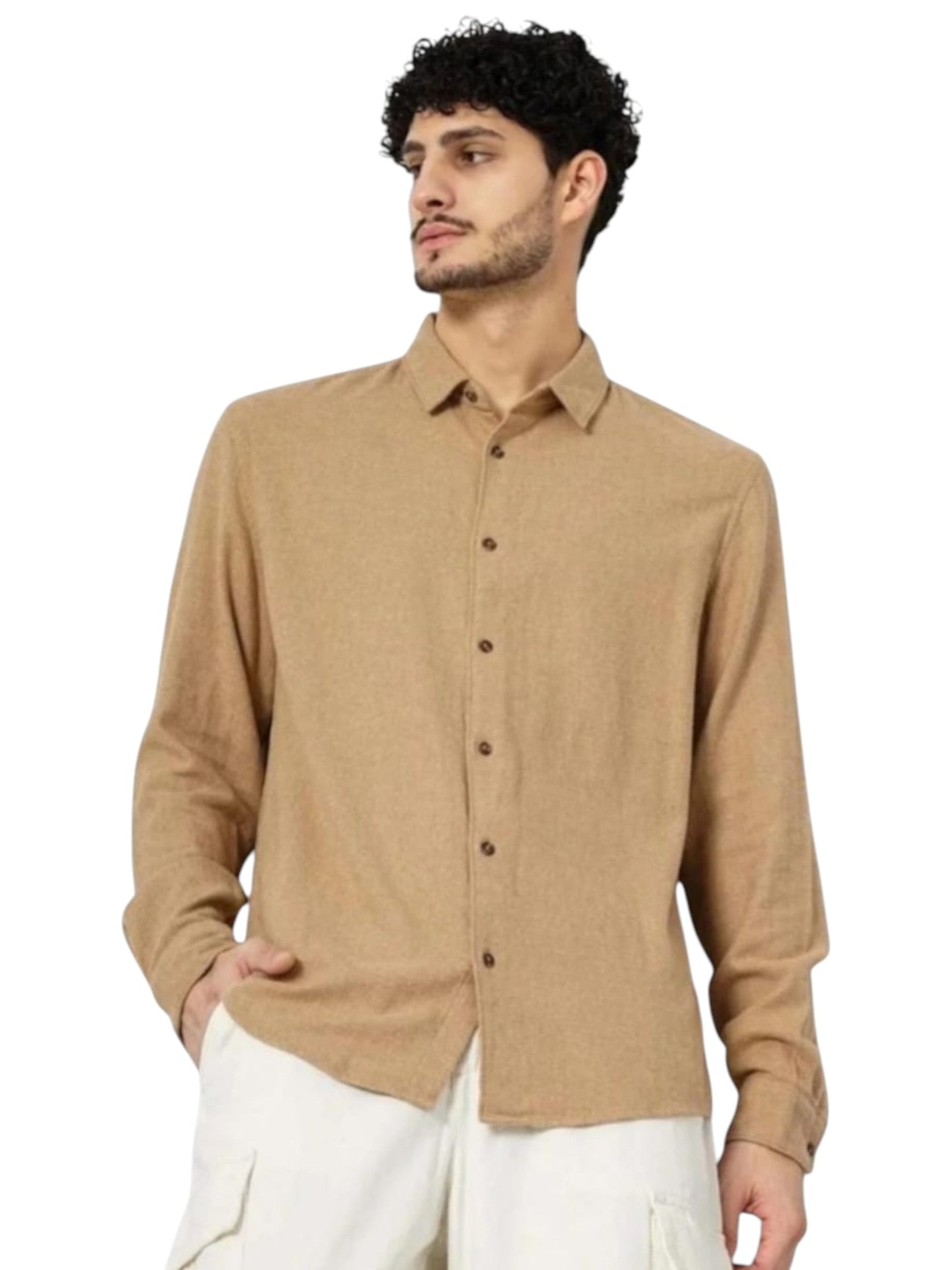 Men's Plain Dress Shirt,Sand
