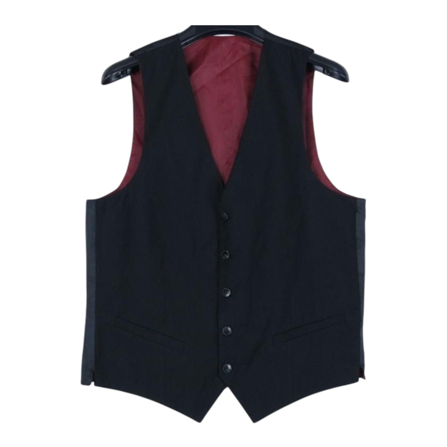 Men's Plain Vest,Black/Burgundy