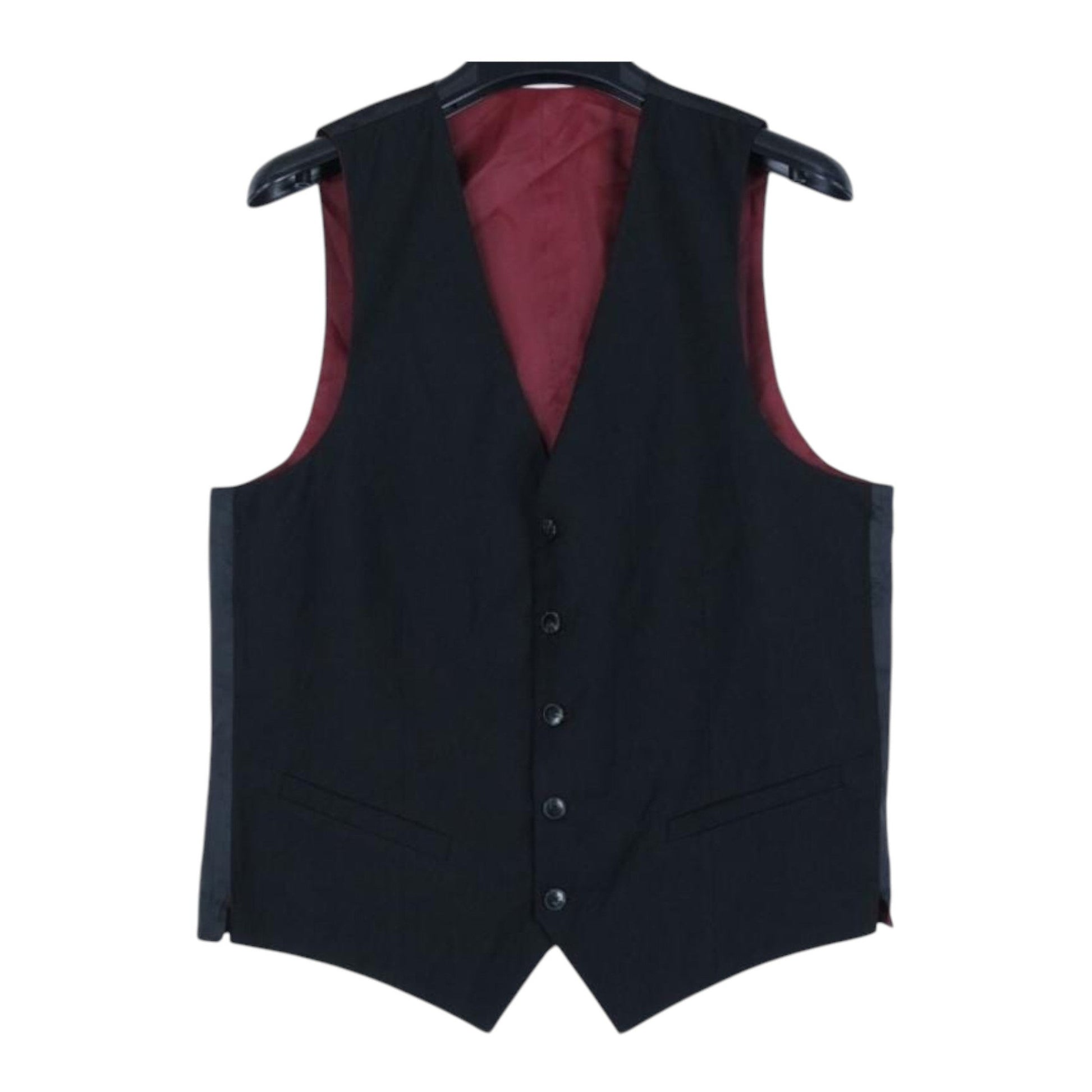 Men's Plain Vest,Black/Burgundy