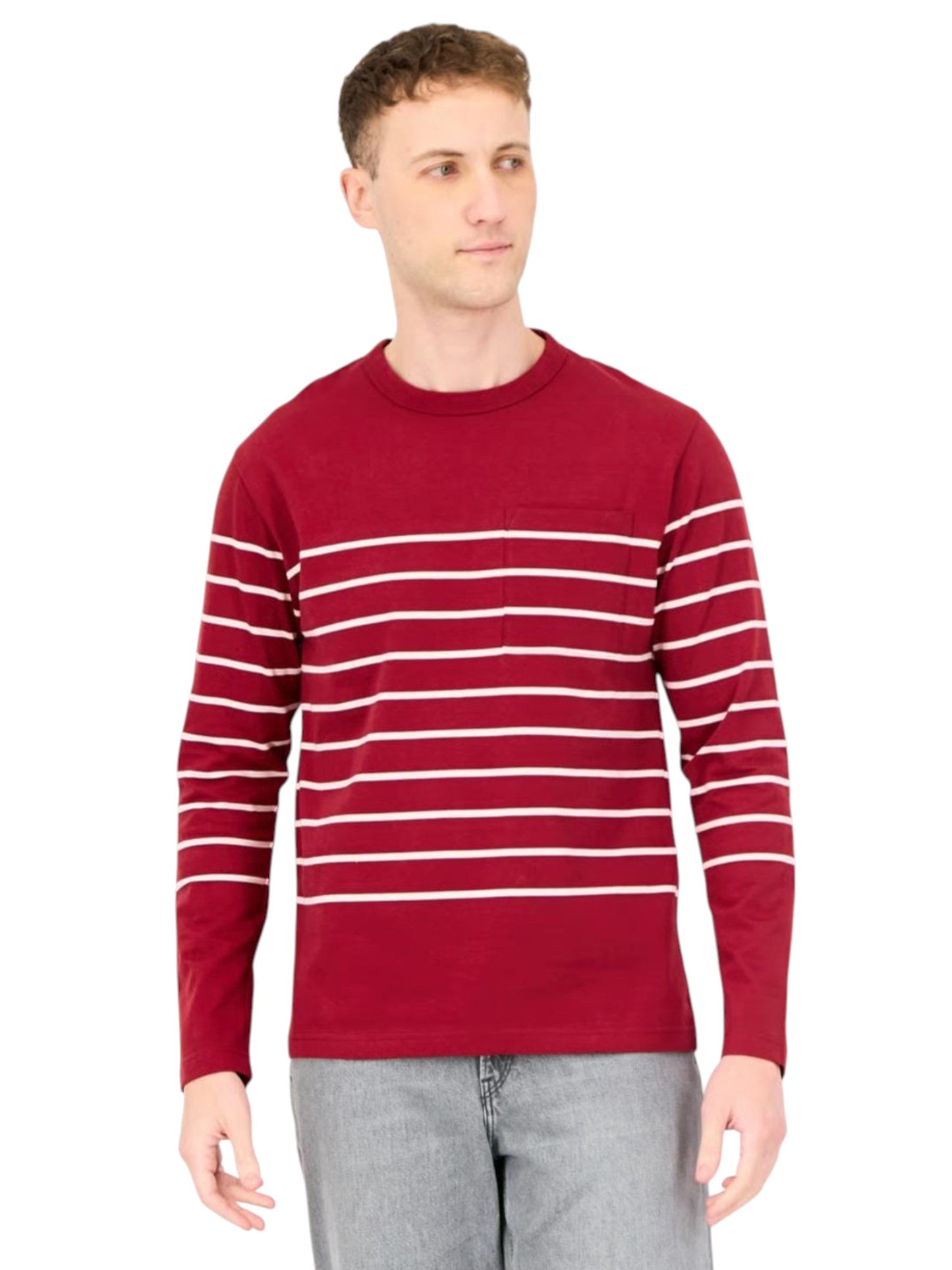Men's Striped Top,Burgundy