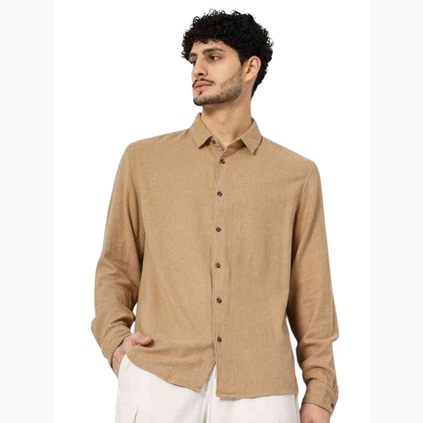 Men's Plain Dress Shirt,Sand