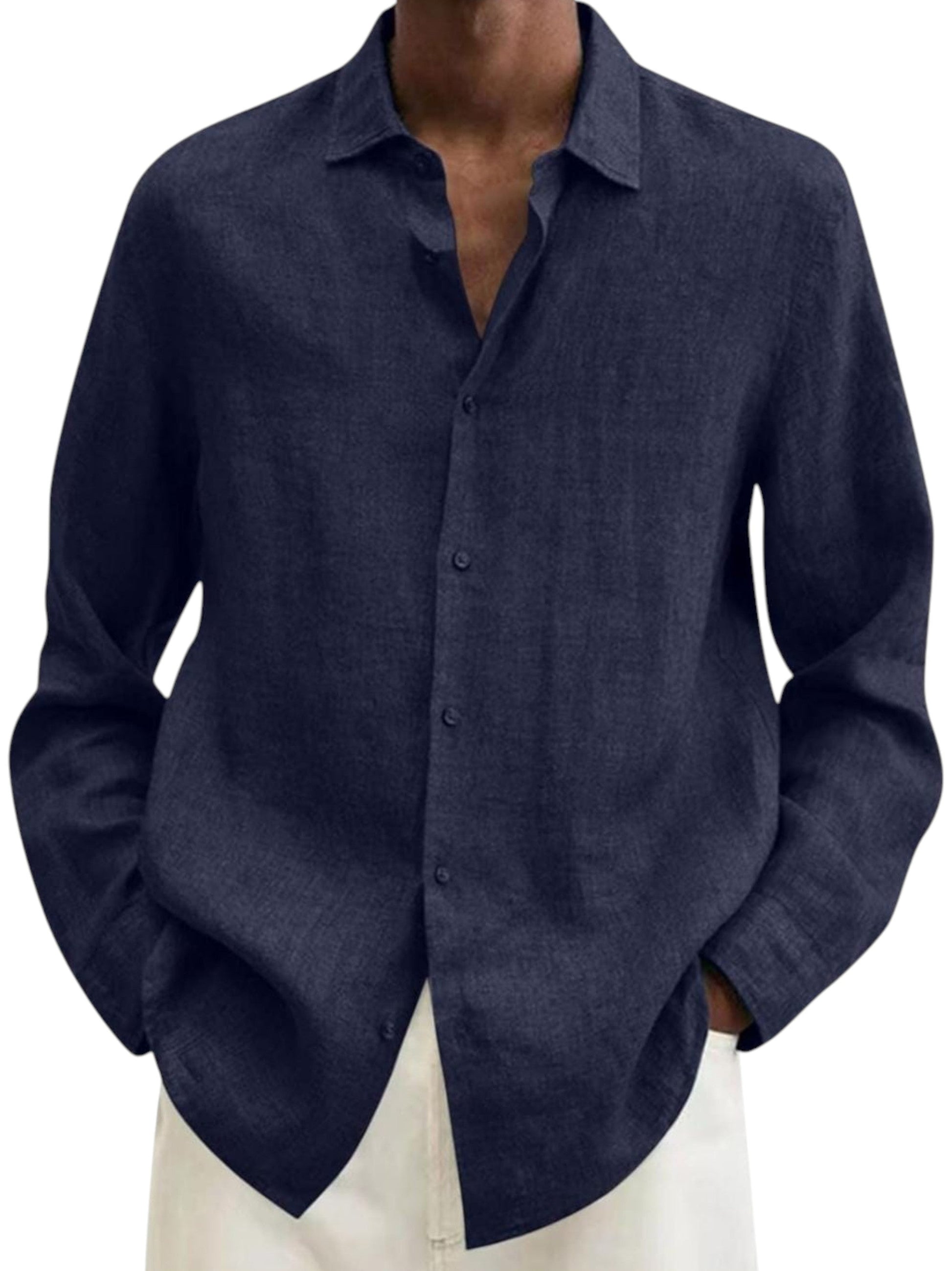 Men's Plain Dress Shirt,Navy