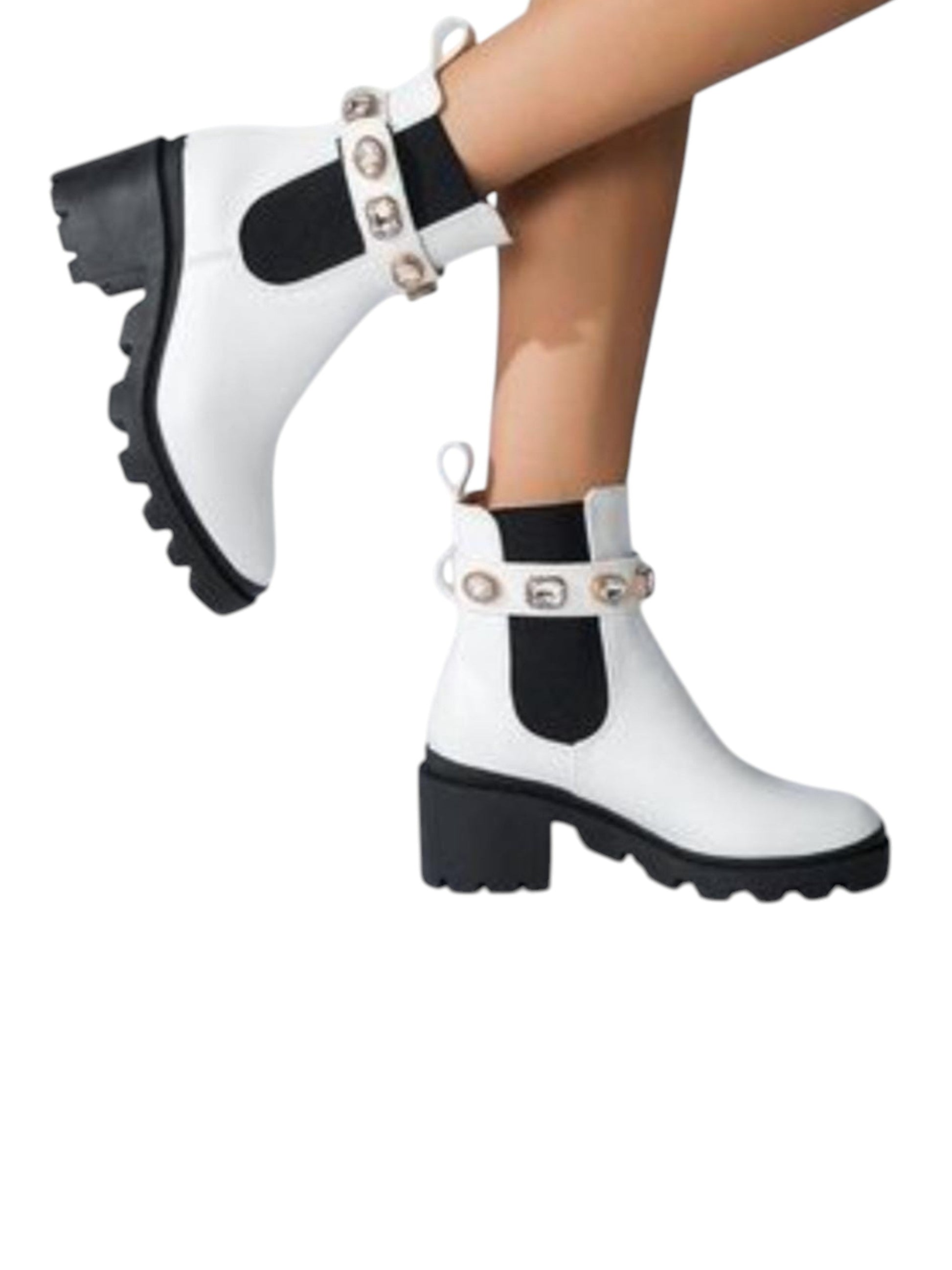 Women's Plain Ankle Boots,White