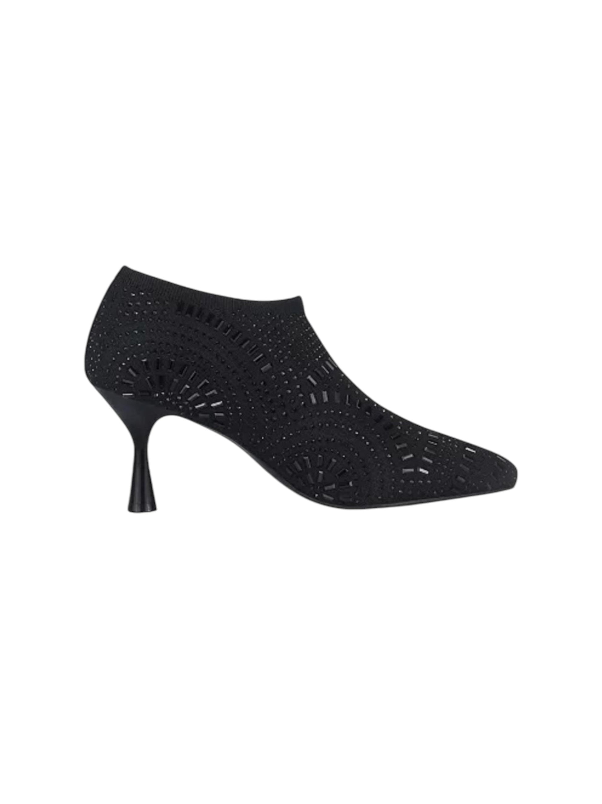 Women's Rhinestones Textured Ankle Boots,Black