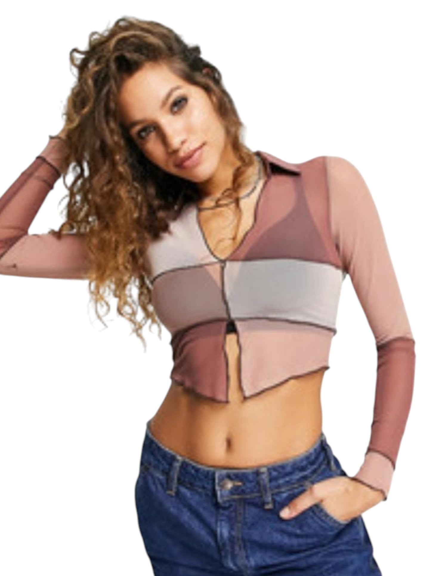 Women's Colorblocked Top,Multi