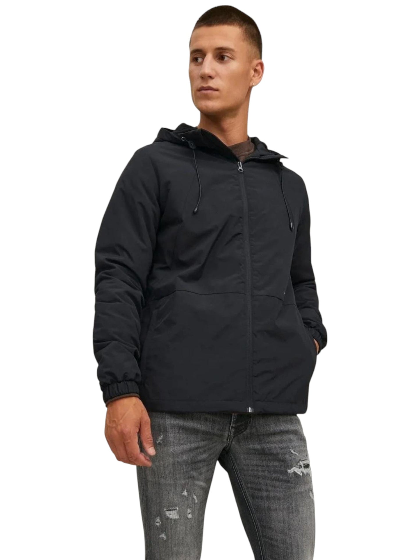 Men's Plain Solid Jacket,Black