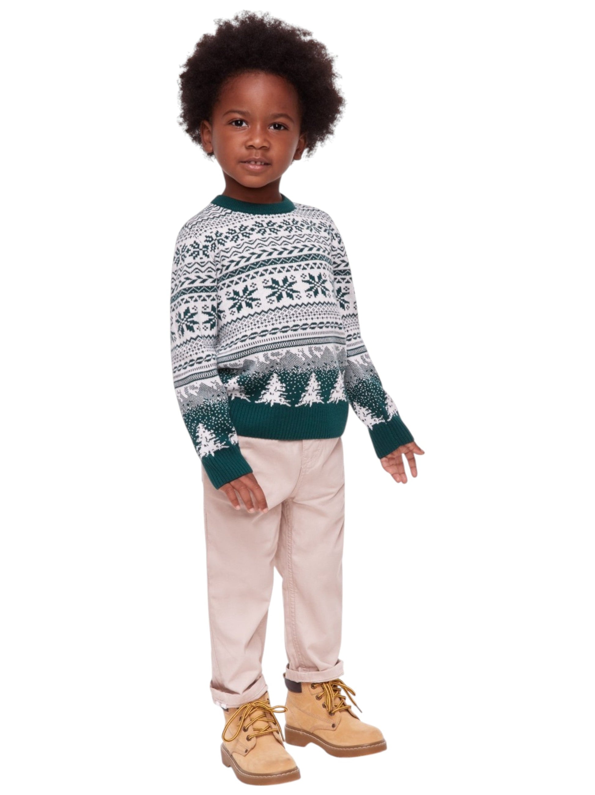 Kids Boy's Graphic Knitted Sweaters,Green