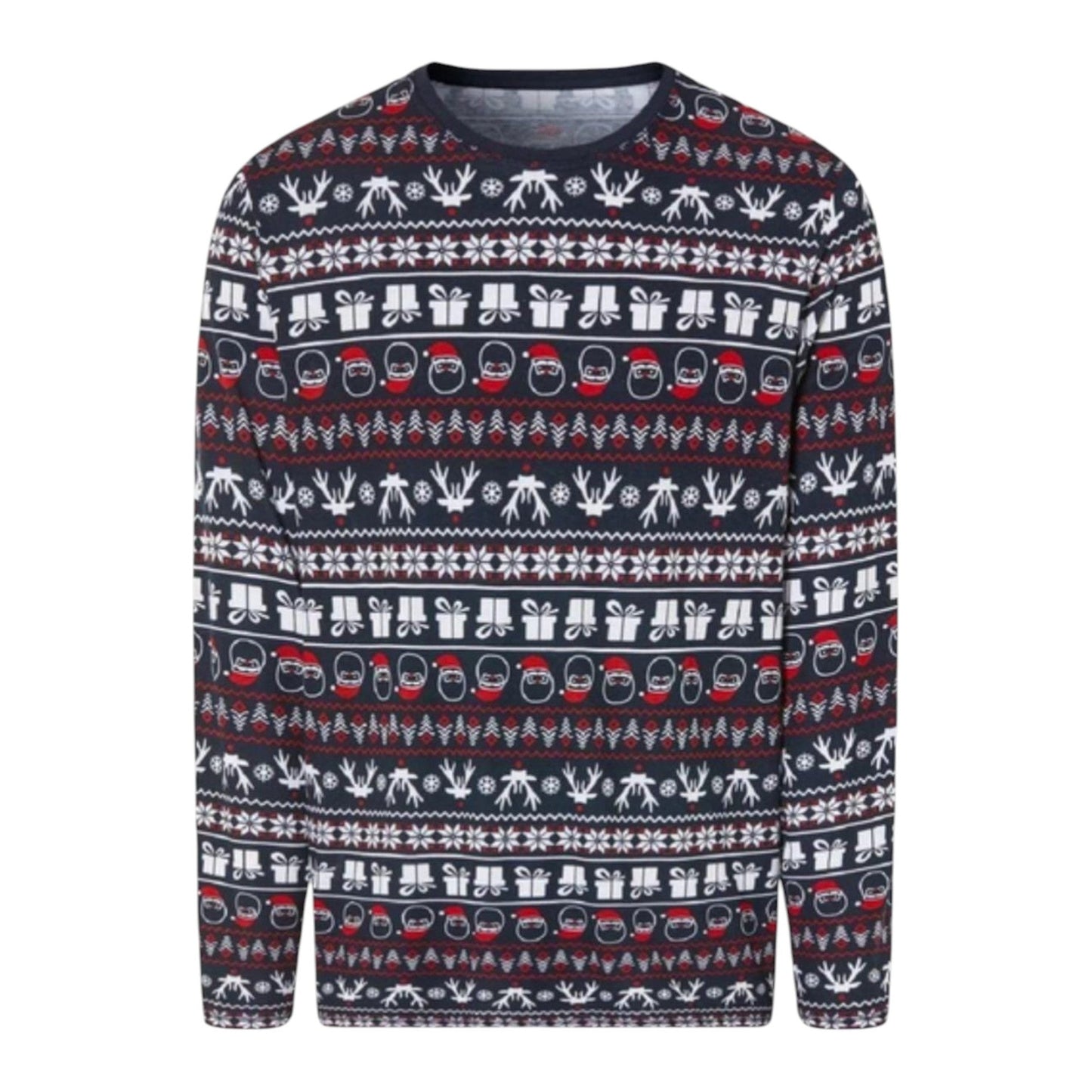 Men's Christmas Graphic Printed Sleepwear Top,Navy