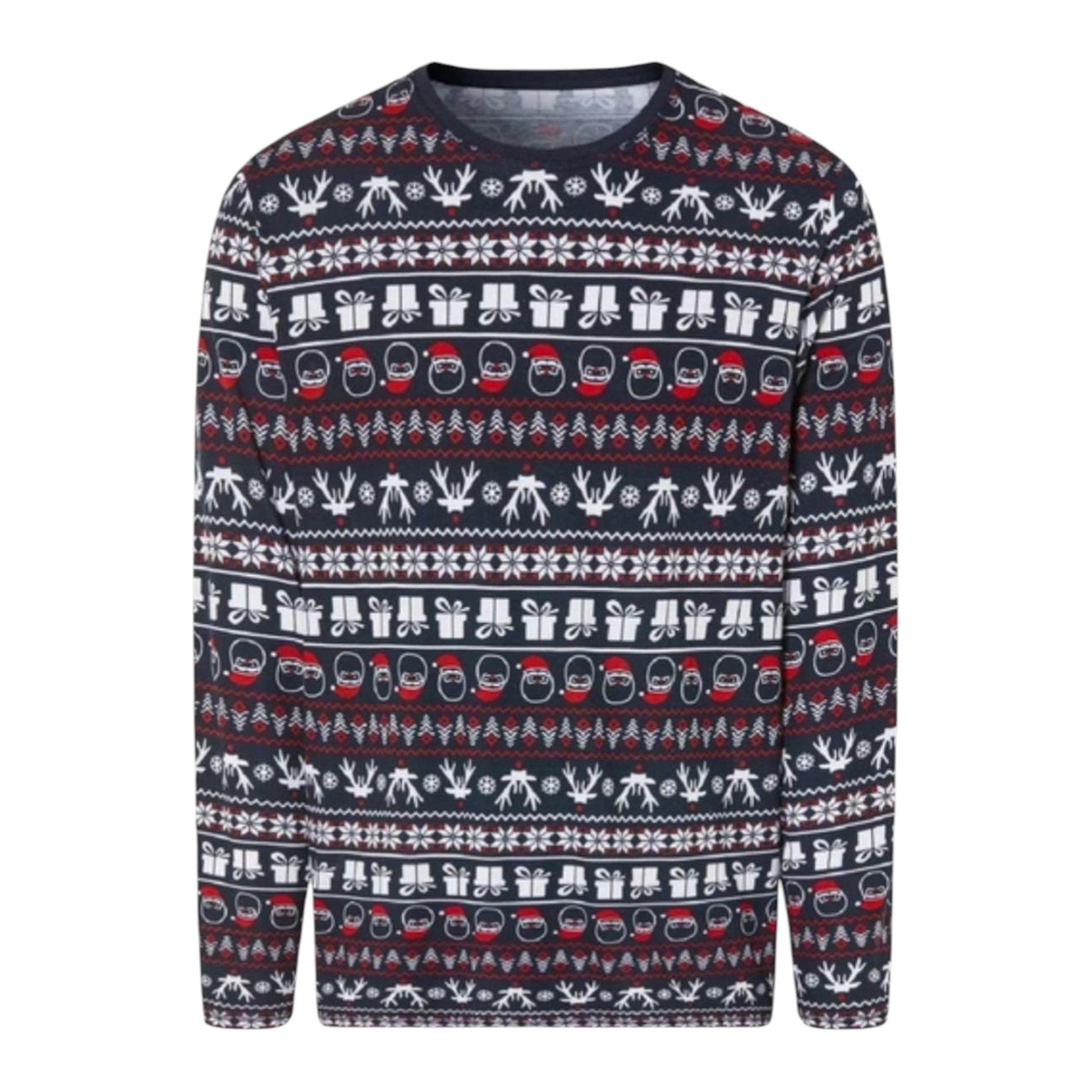 Men's Christmas Graphic Printed Sleepwear Top,Navy