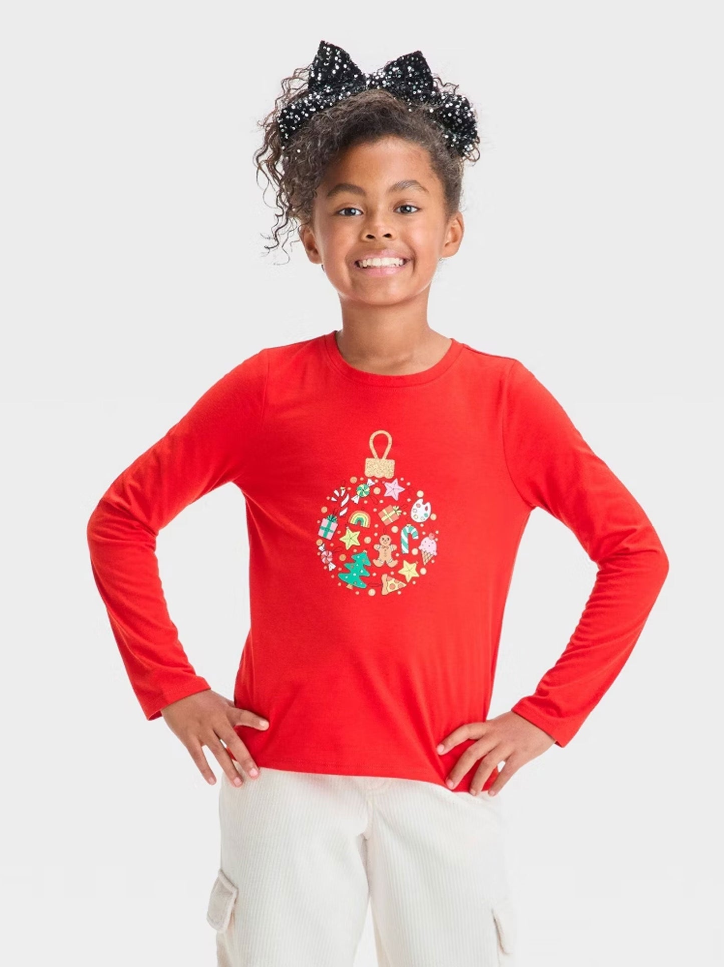 Kids Girl's Graphic Printed Top,Red