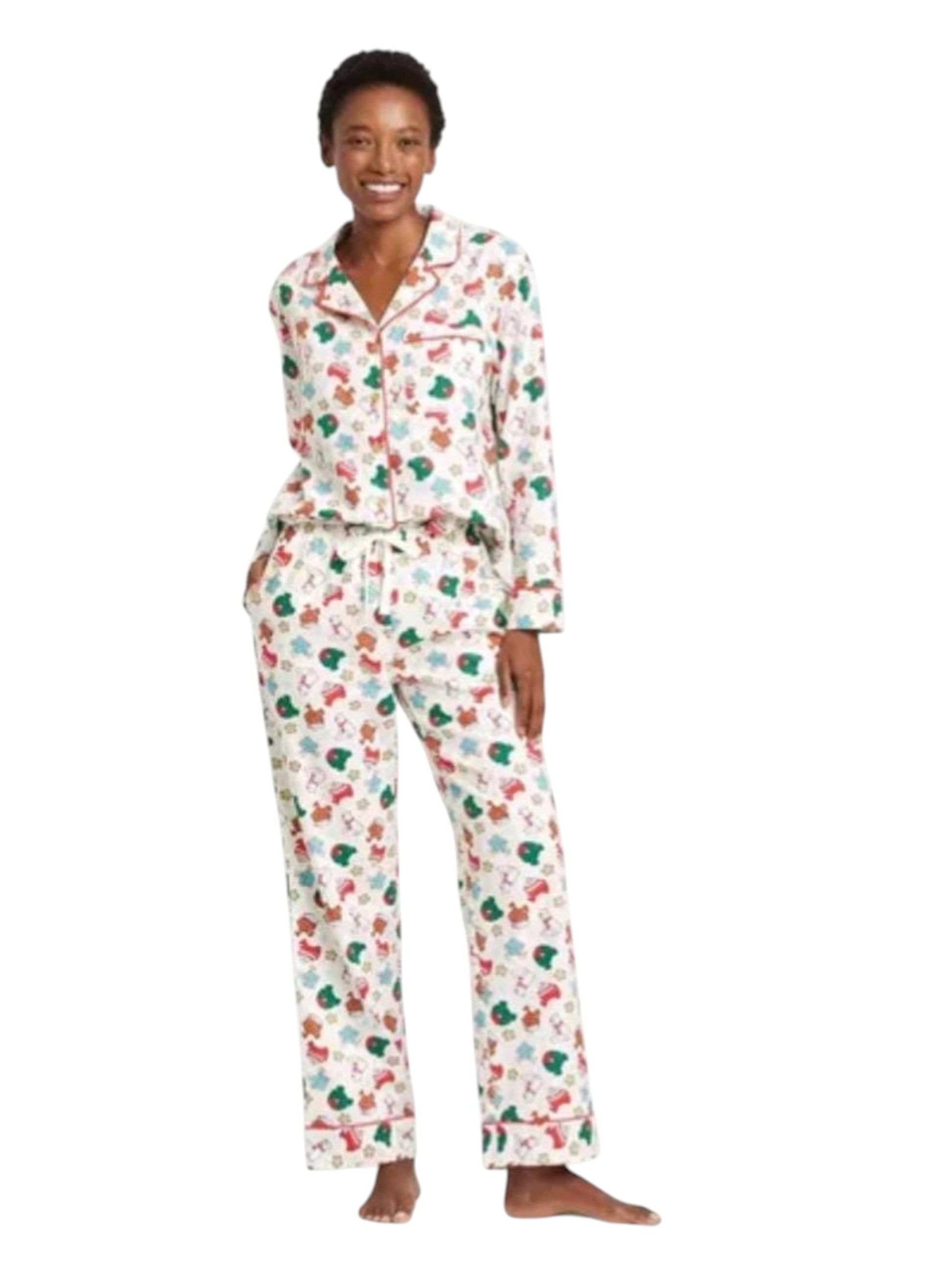 Women's Graphic Printed Sleepwear Pajama Set,White