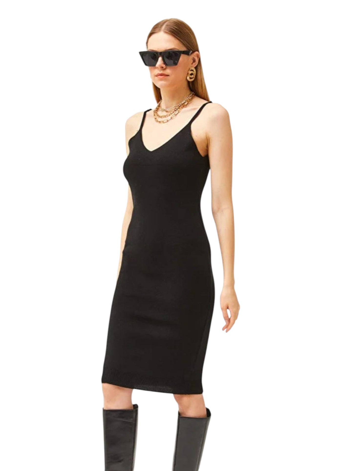 Women's Plain Solid Dress,Black