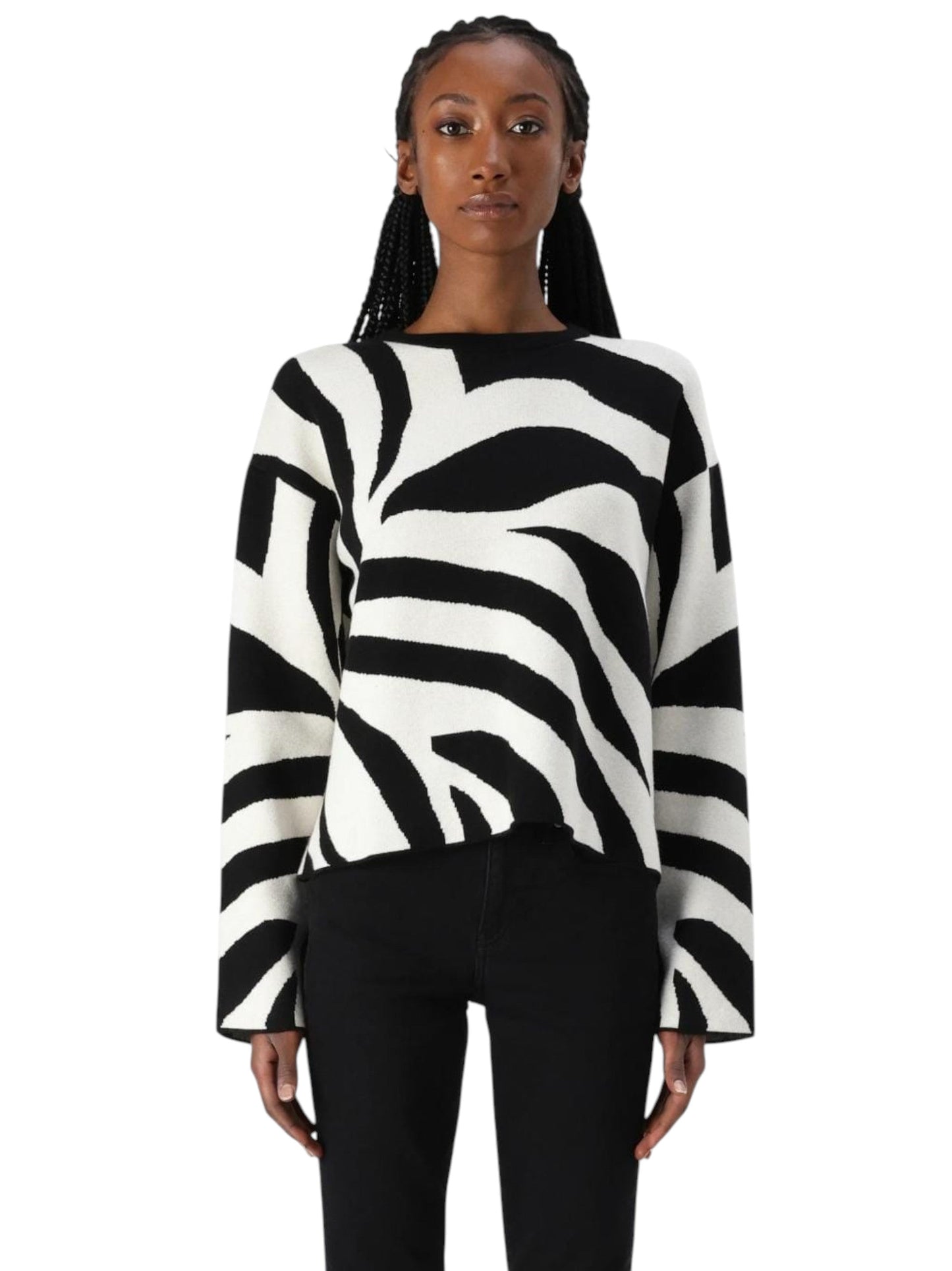 Women's Zebra Printed Sweaters,Black/White