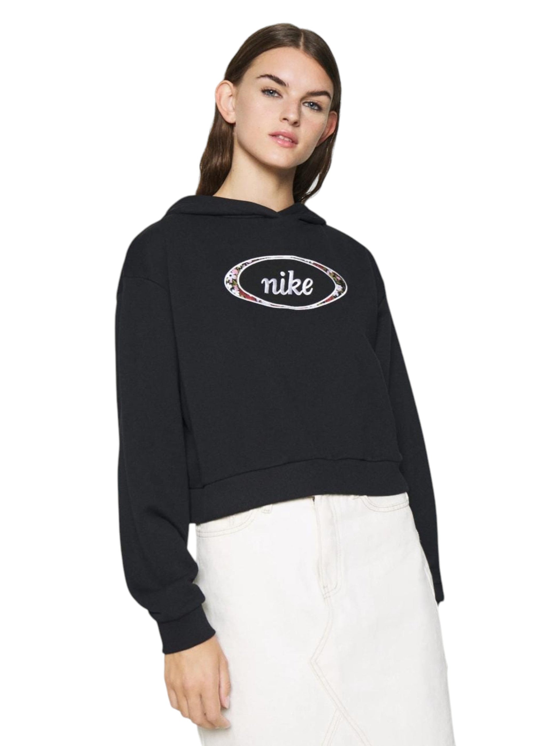 Women's Brand Logo Printed Hoodie,Black