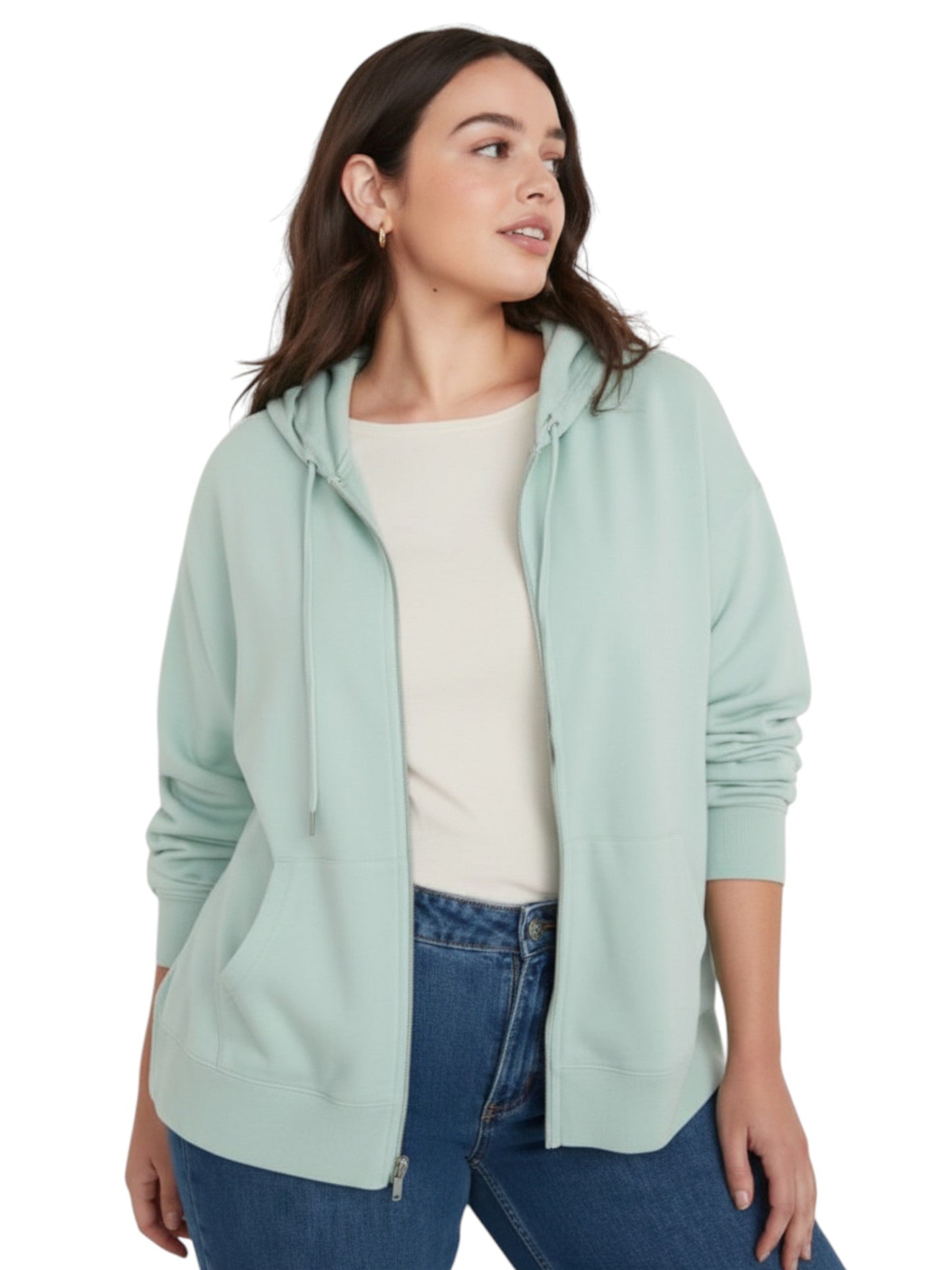 Women's Plain Solid Hoodie,Turquoise
