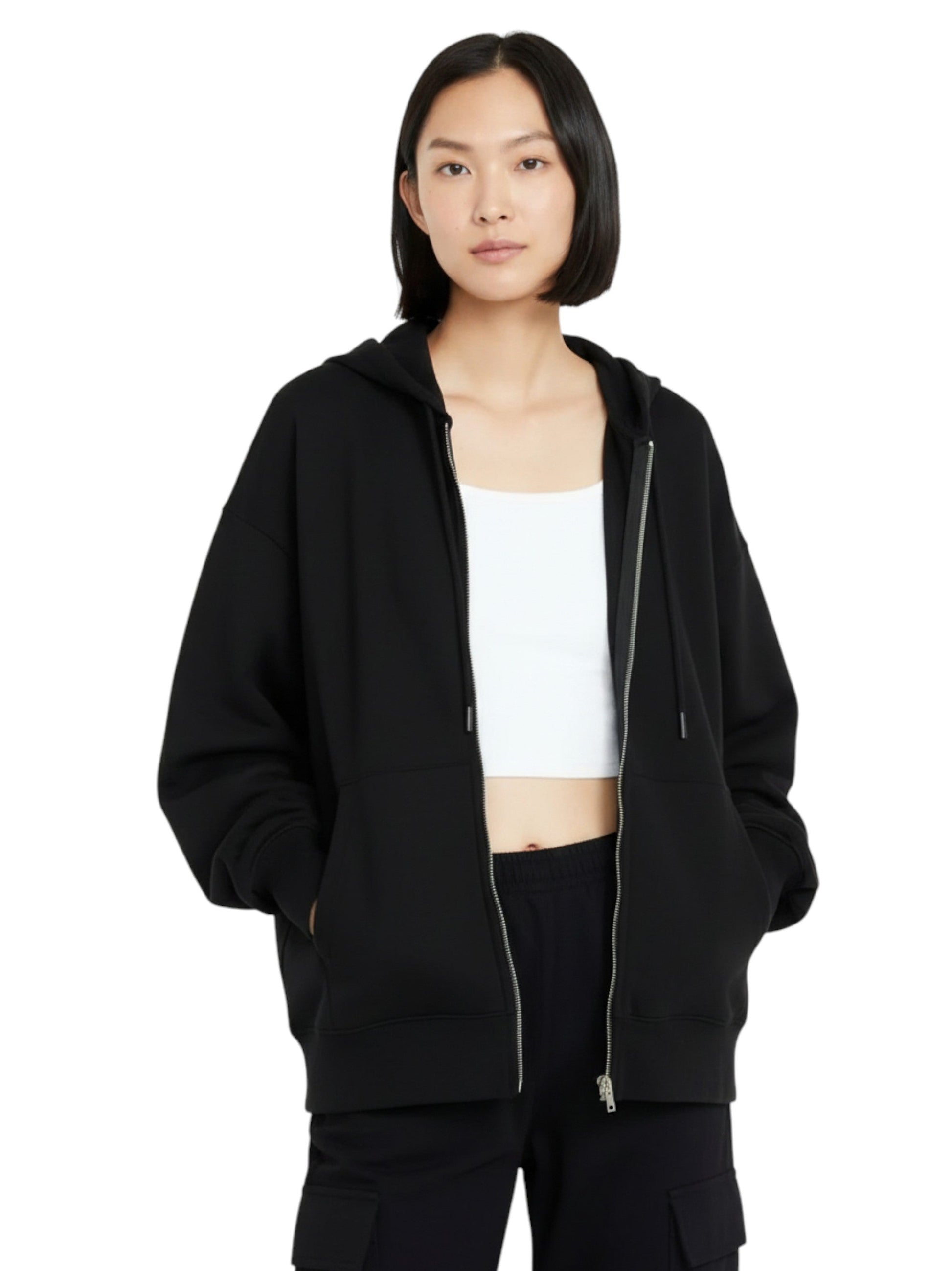 Women's Plain Solid Hoodie,Black