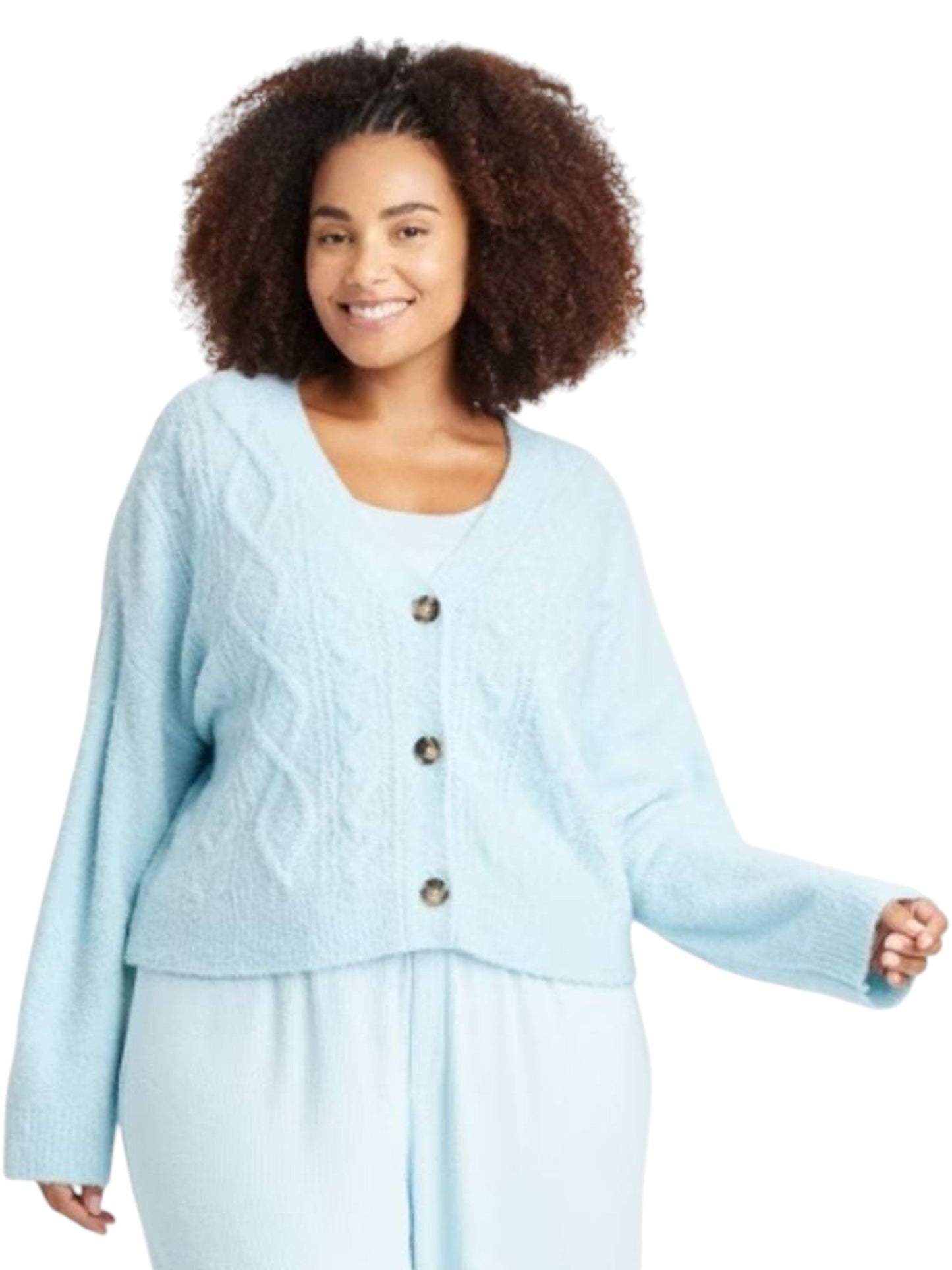Women's Kintted Cardigan,Light Blue