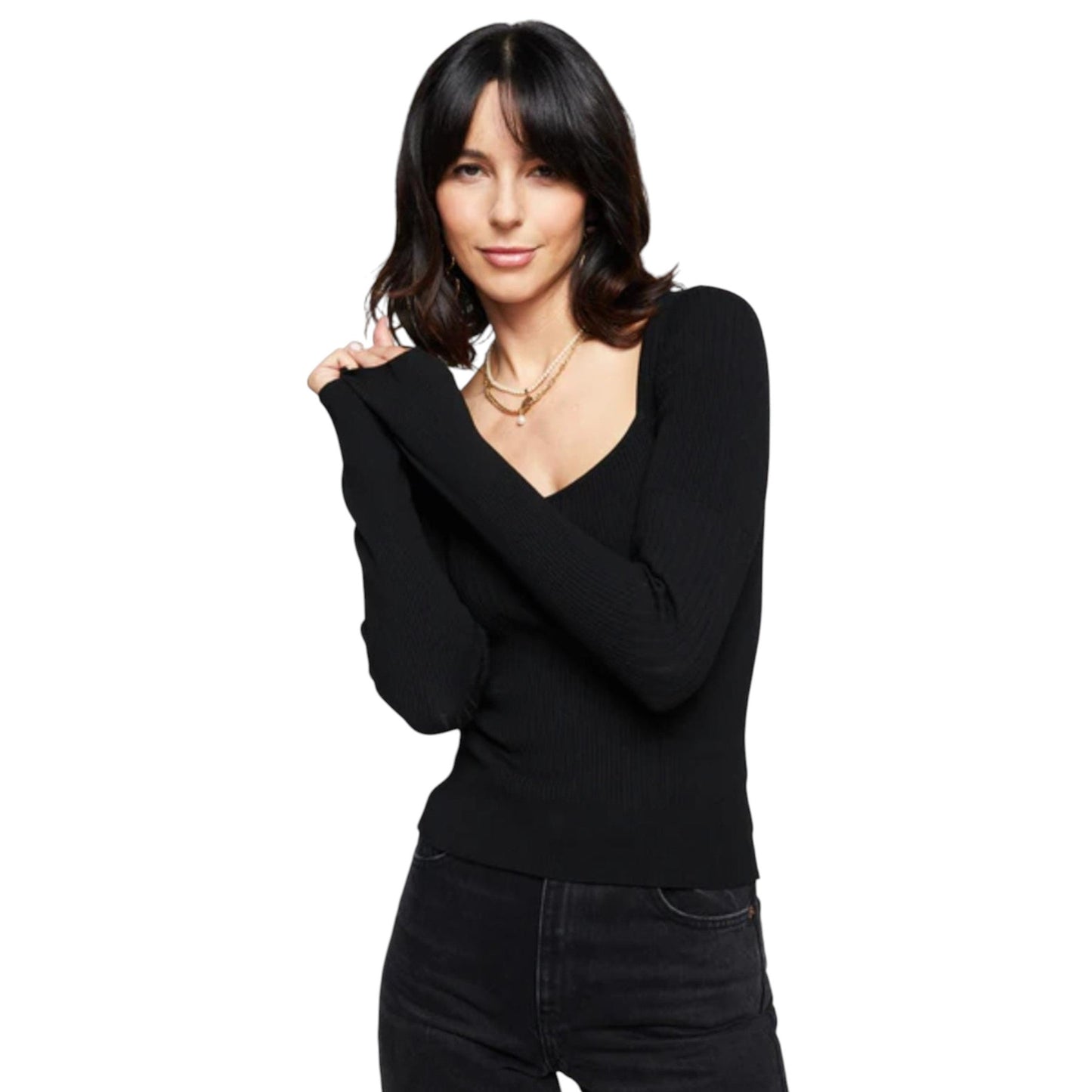 Women's Ribbed Top,Black