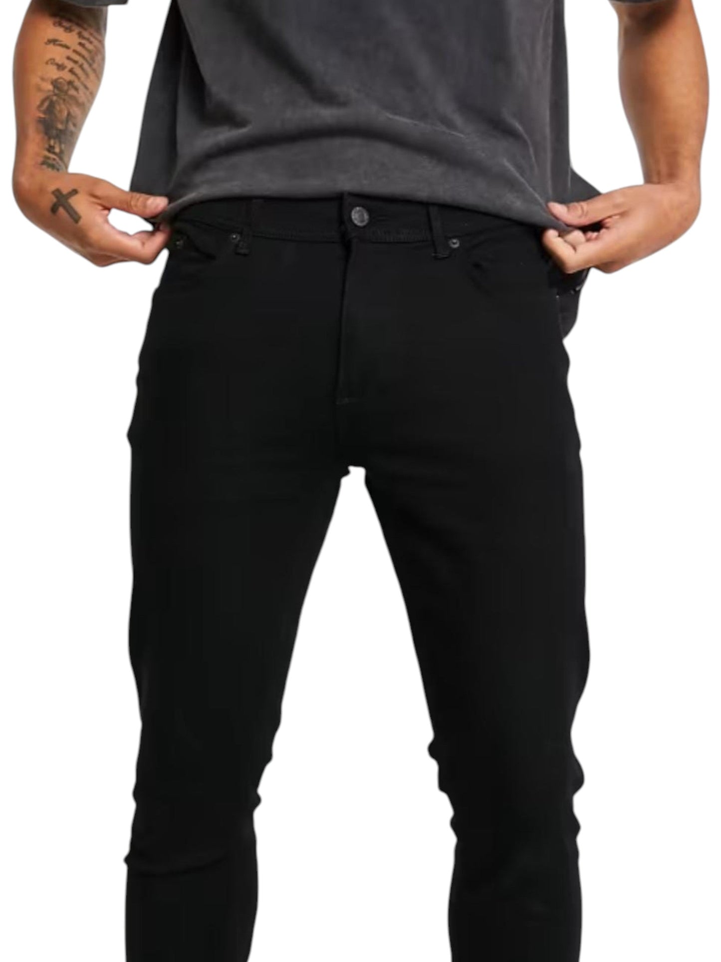 Men's Plain Solid Jeans,Black