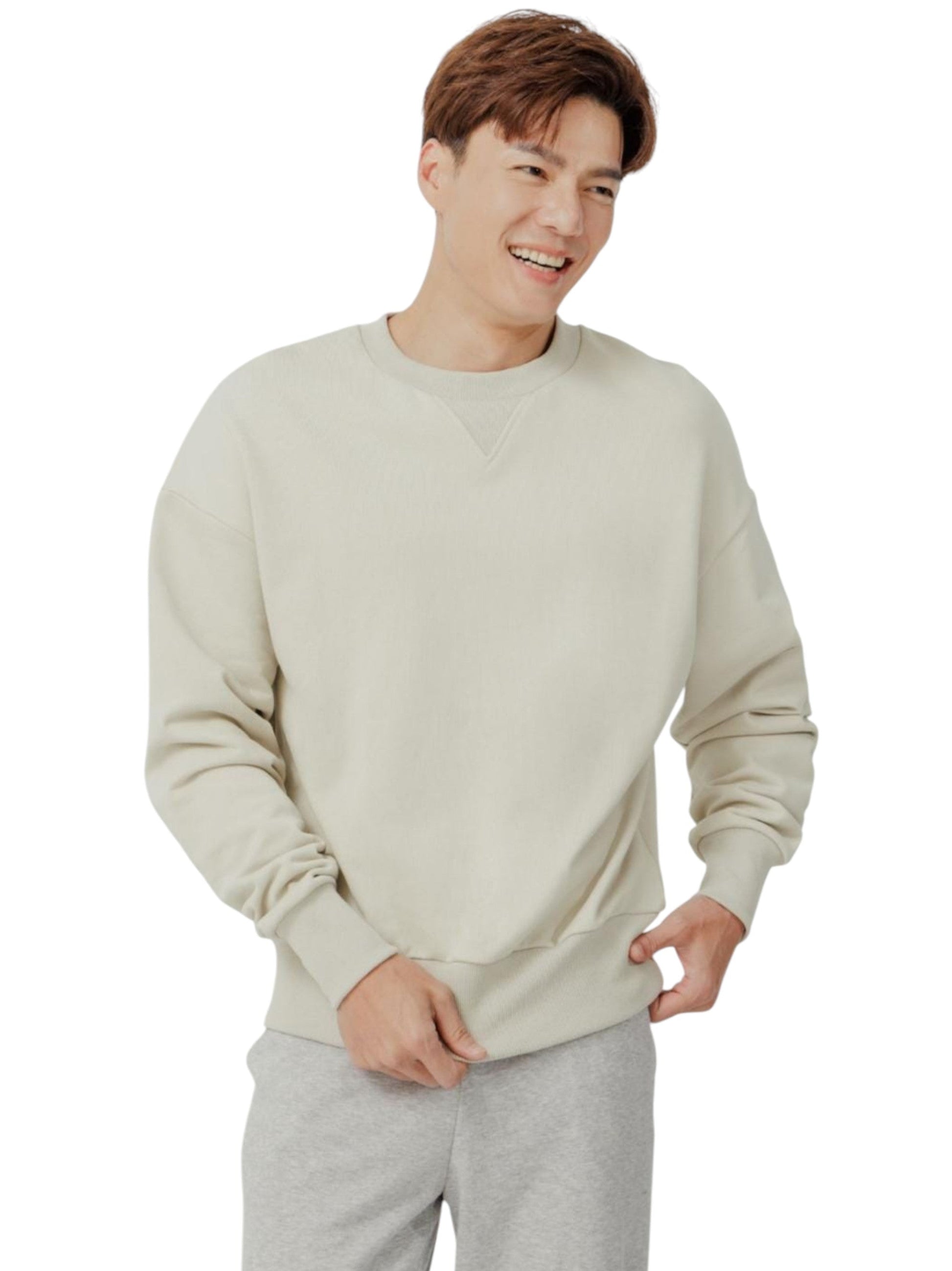 Men's Plain Solid Sweaters,Light Beige