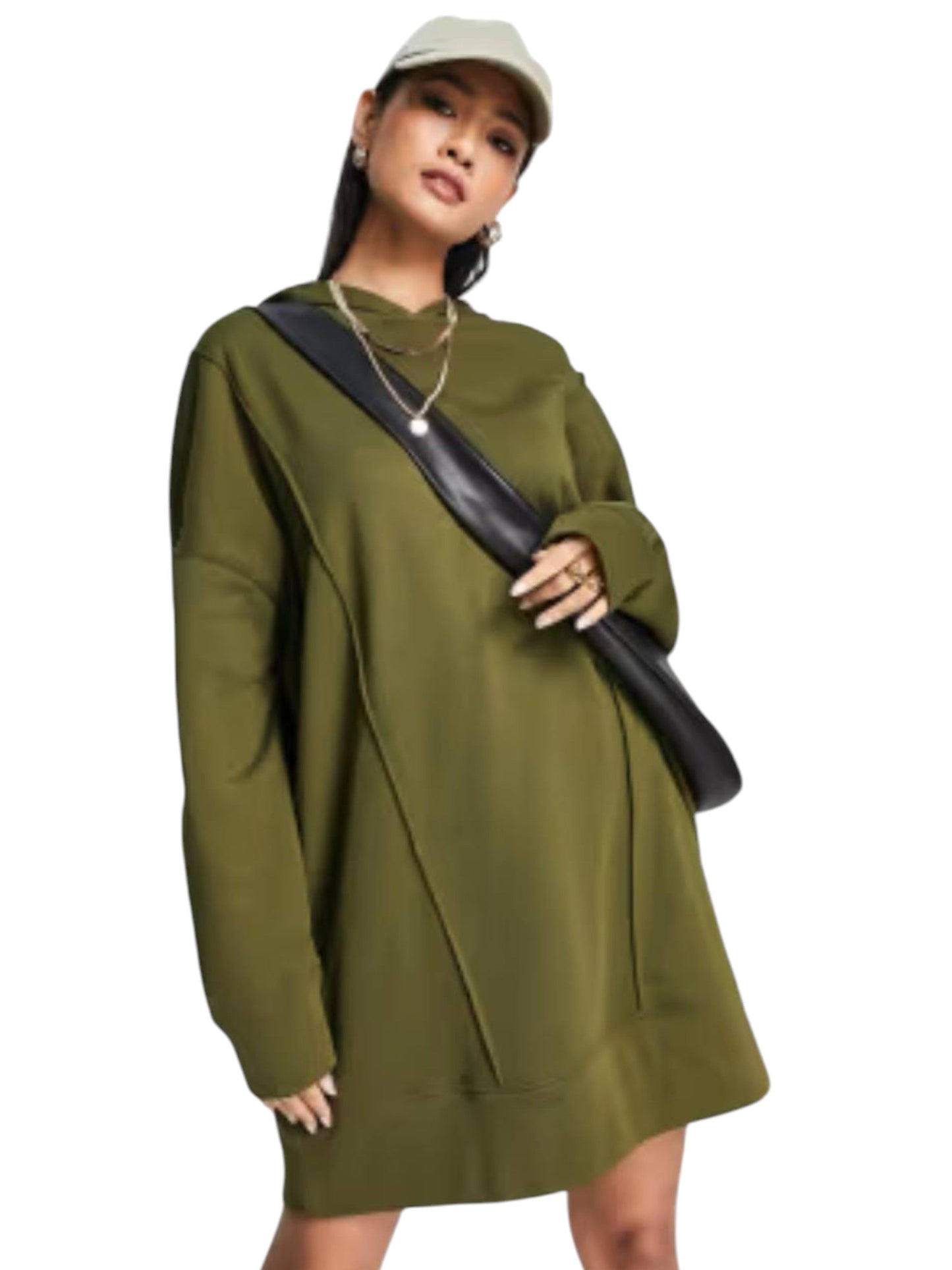 Women's Plain Solid Dress,Olive