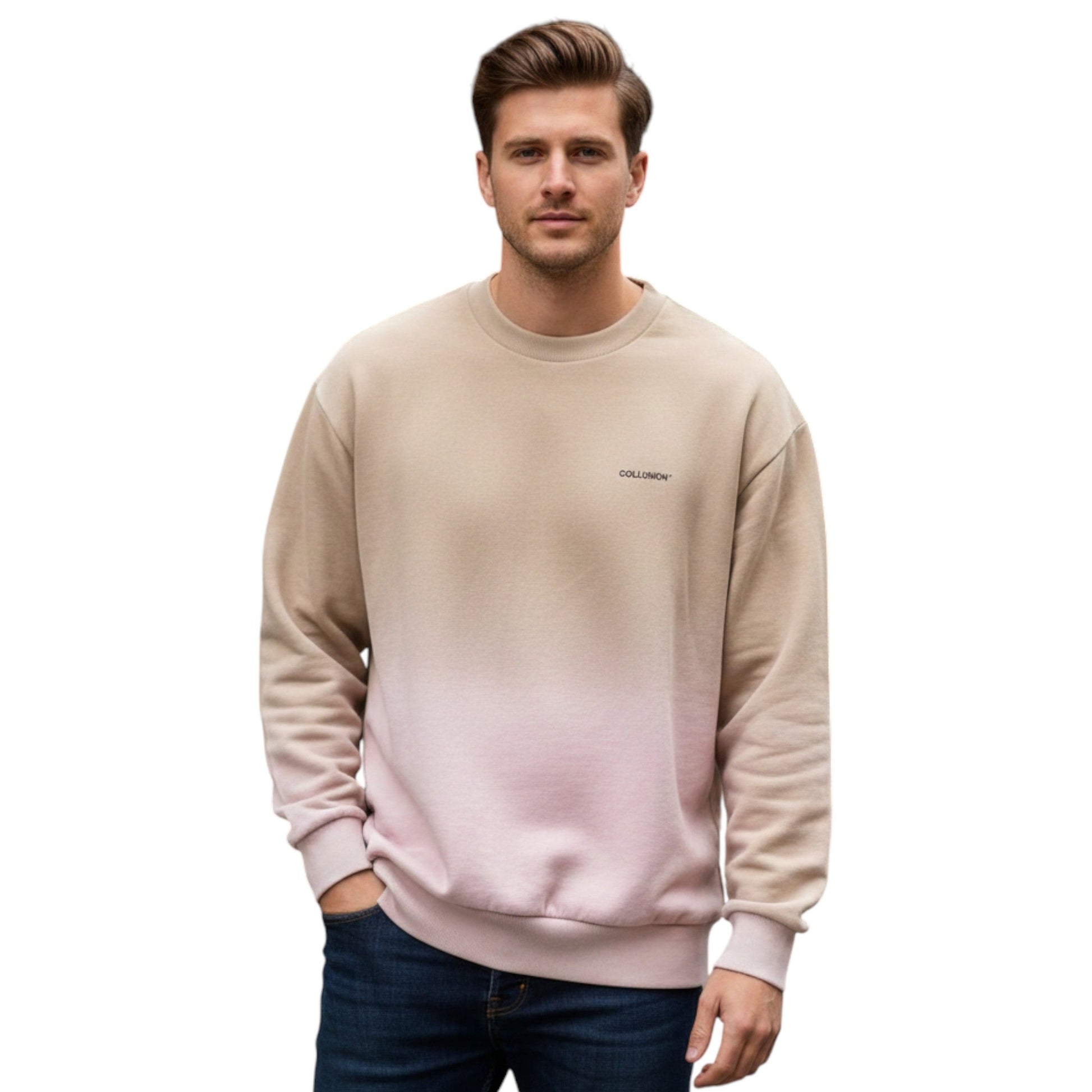 Men's Ombre Sweaters,Beige/Pink