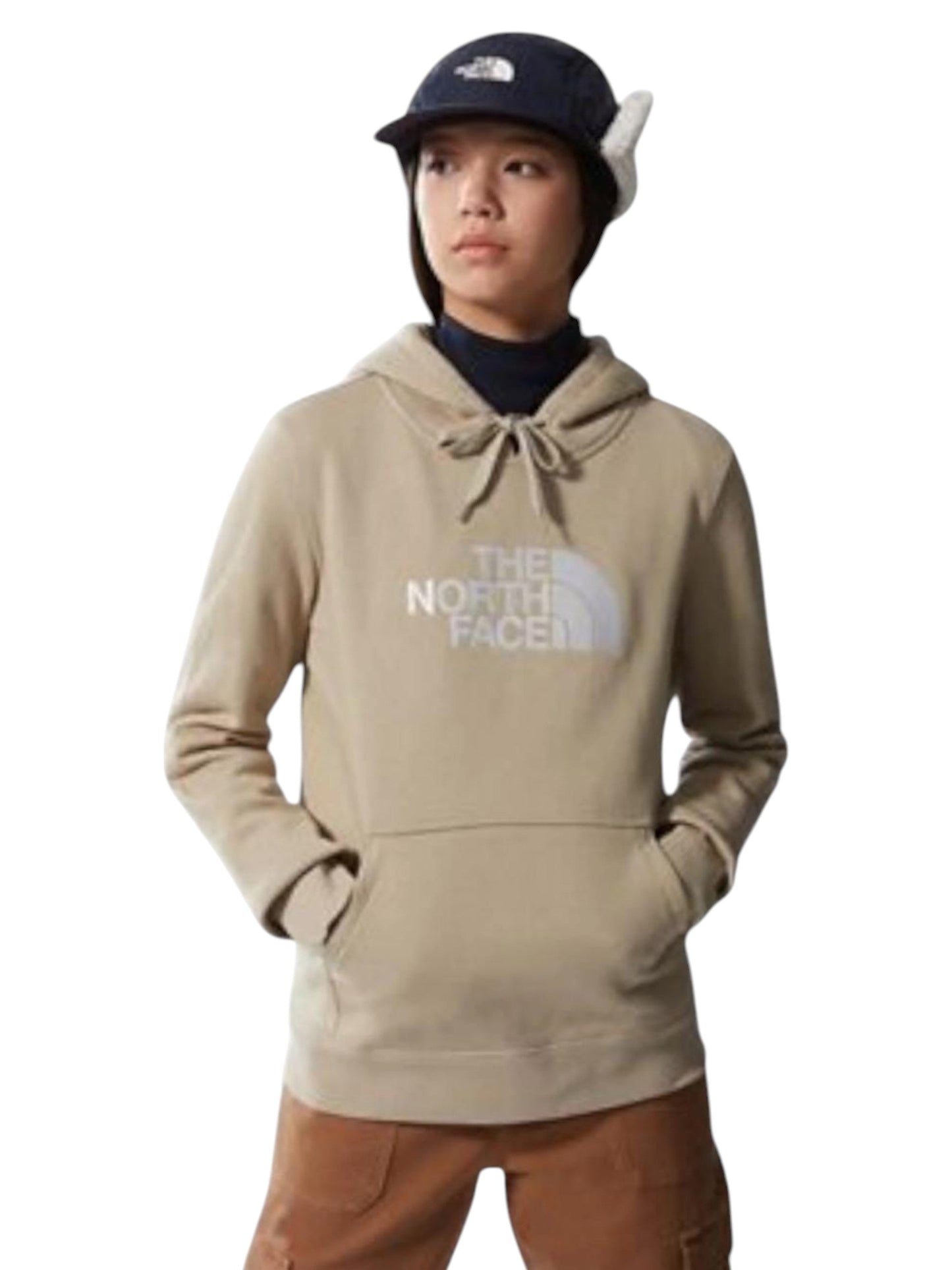 Women's Brand Logo Printed Hoodie,Light Beige