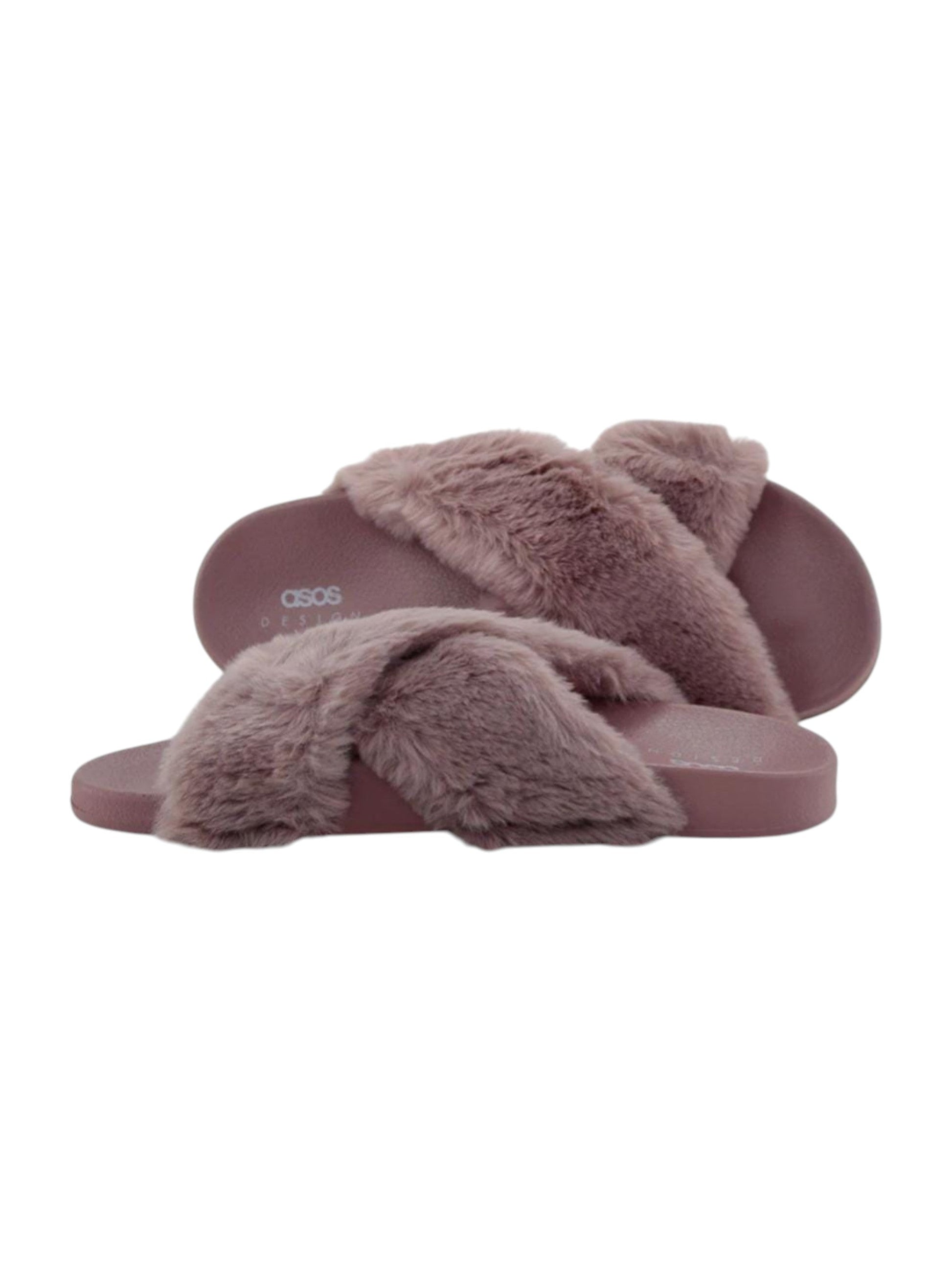 Women's Faux Fur Slippers,Dark Purple