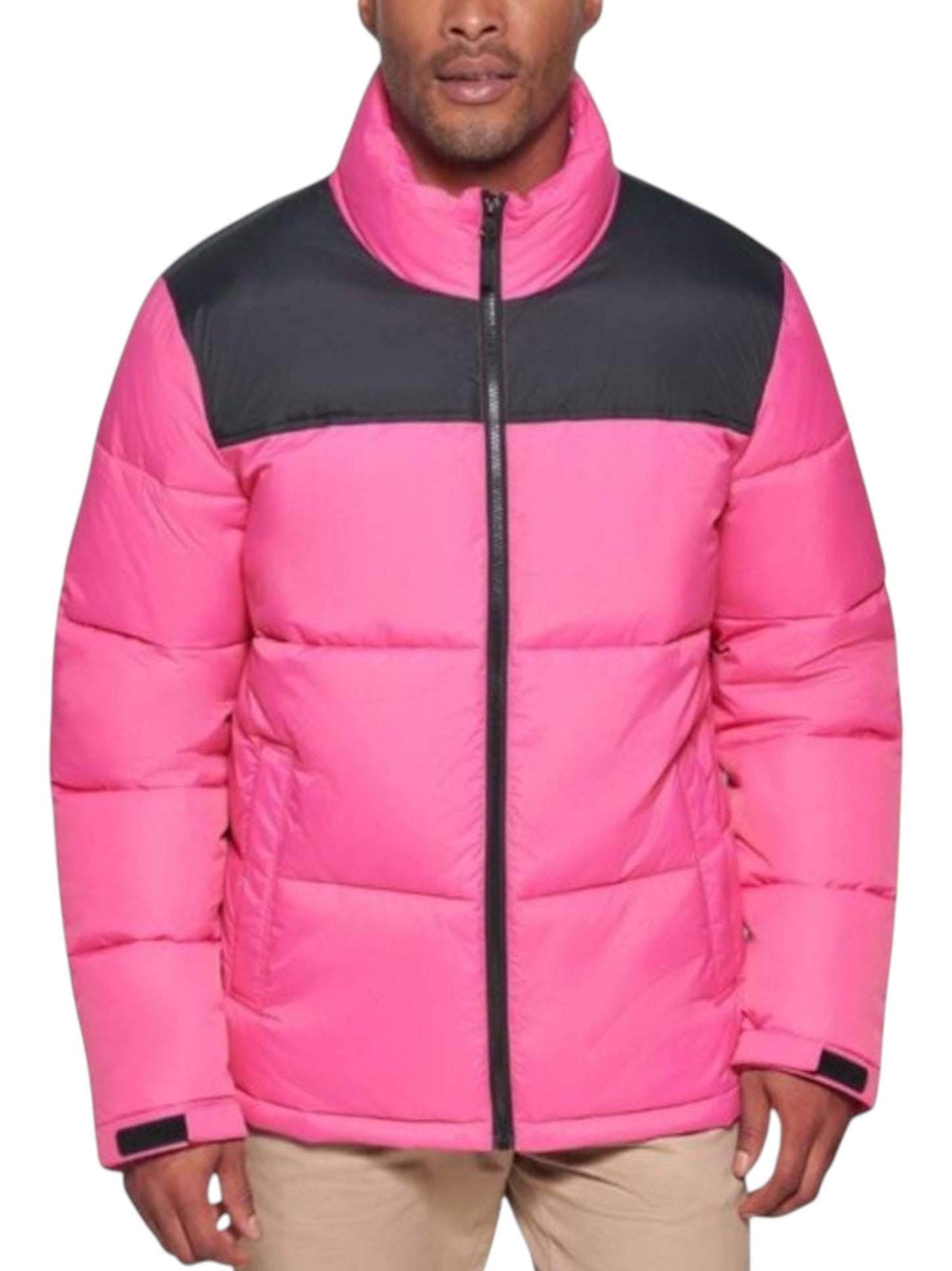 Men's Colorblocked Quilted Jacket,Pink