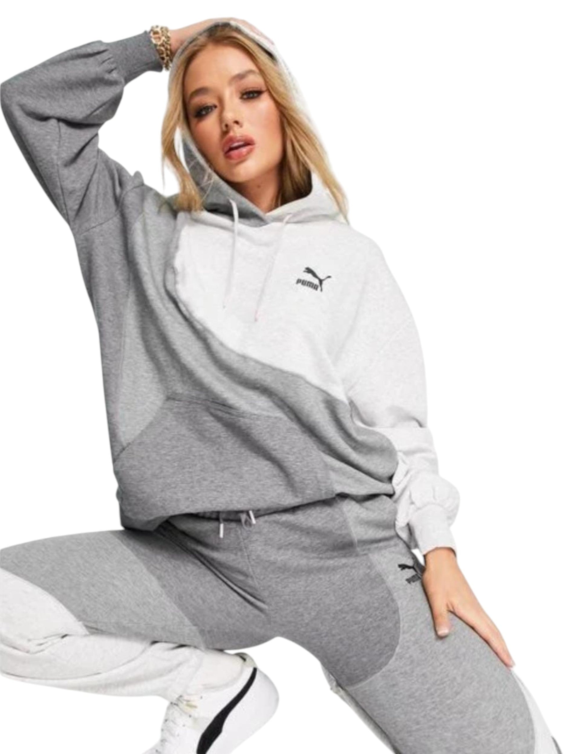 Women's Colorblocked Hoodie,Grey