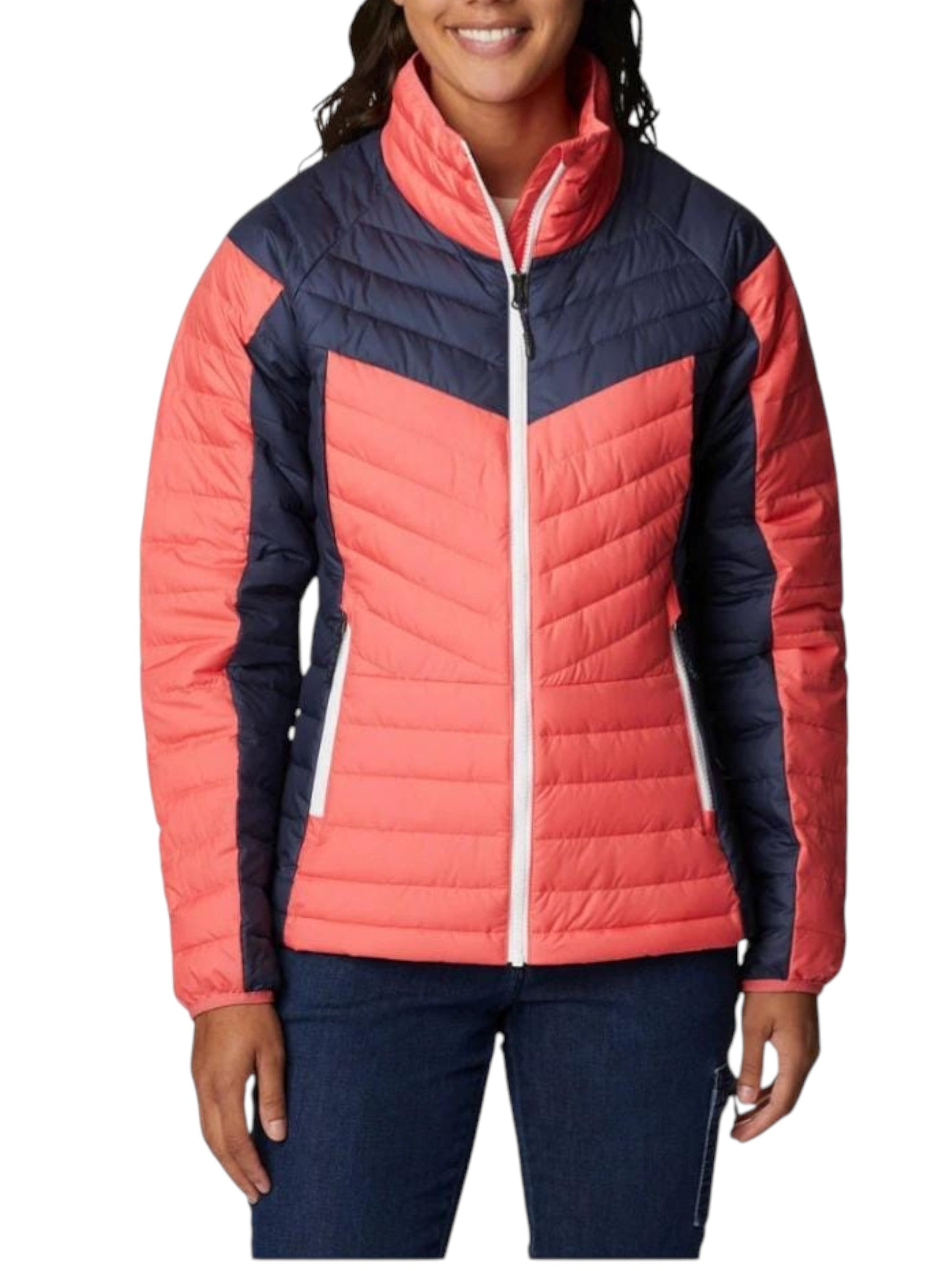 Women's Colorblocked Quilted Jacket,Navy/Pink