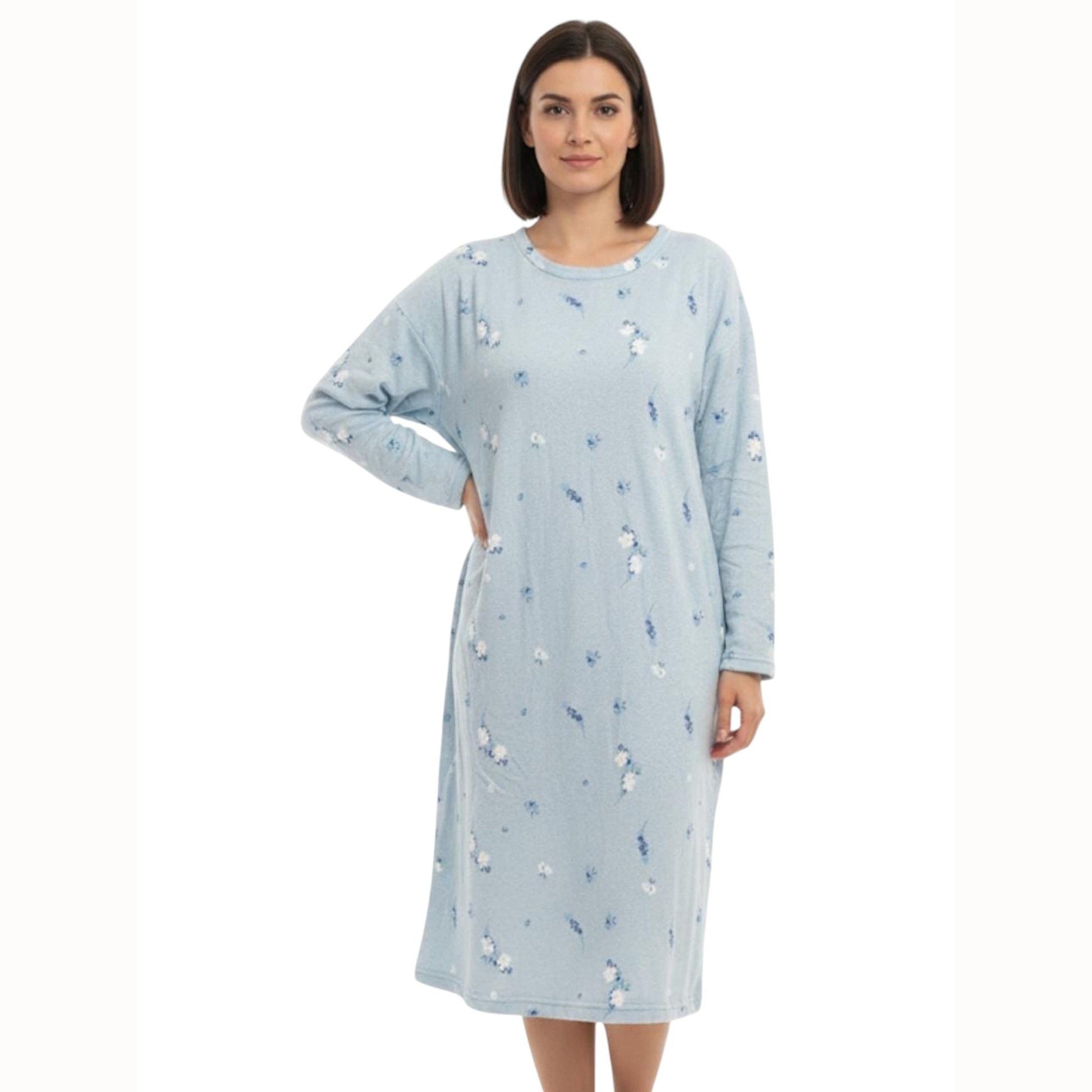 Women's Printed Faux Fur Robe,Light Blue
