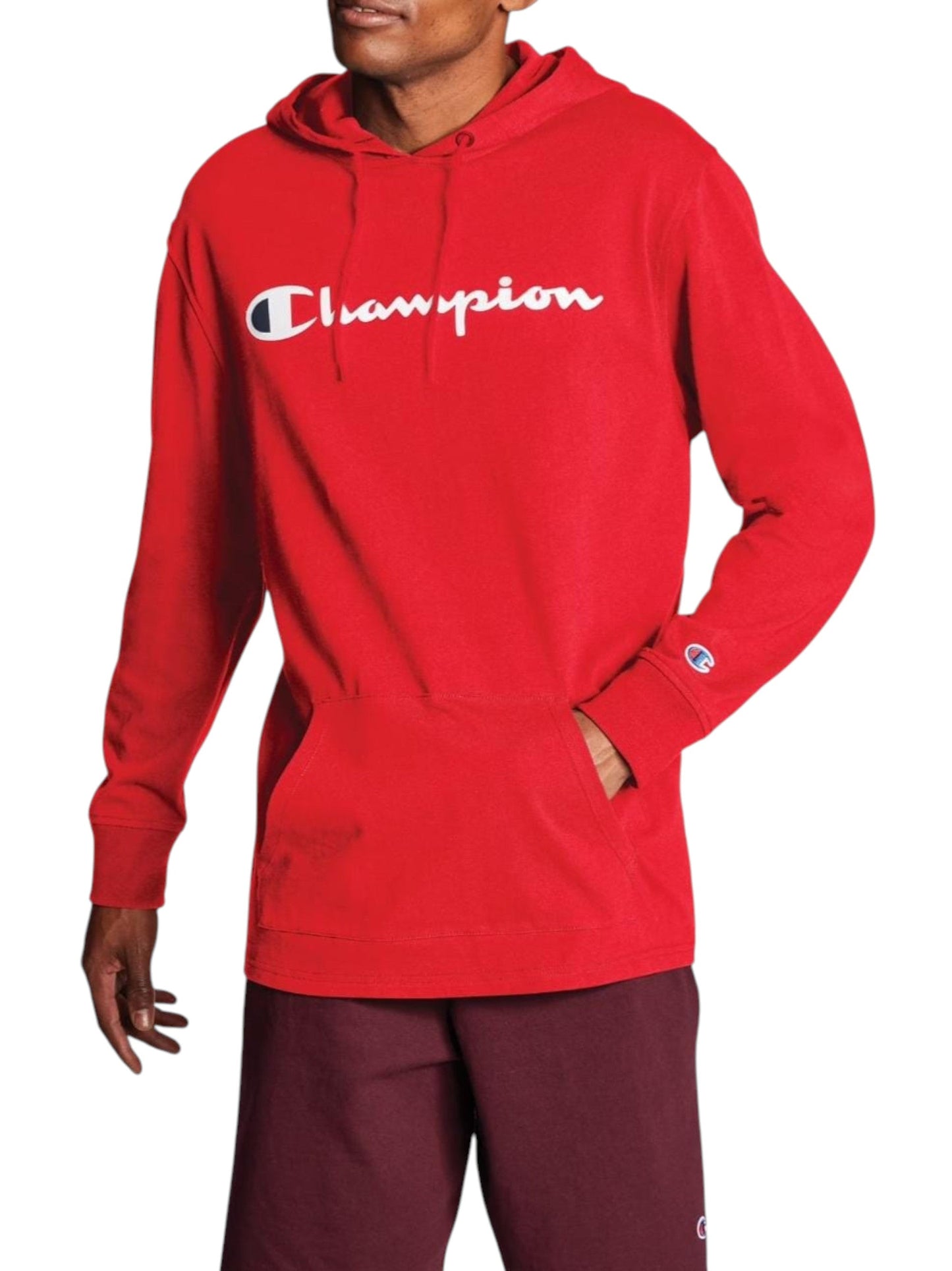 Men's Logo Embroidered Hoodie,Red