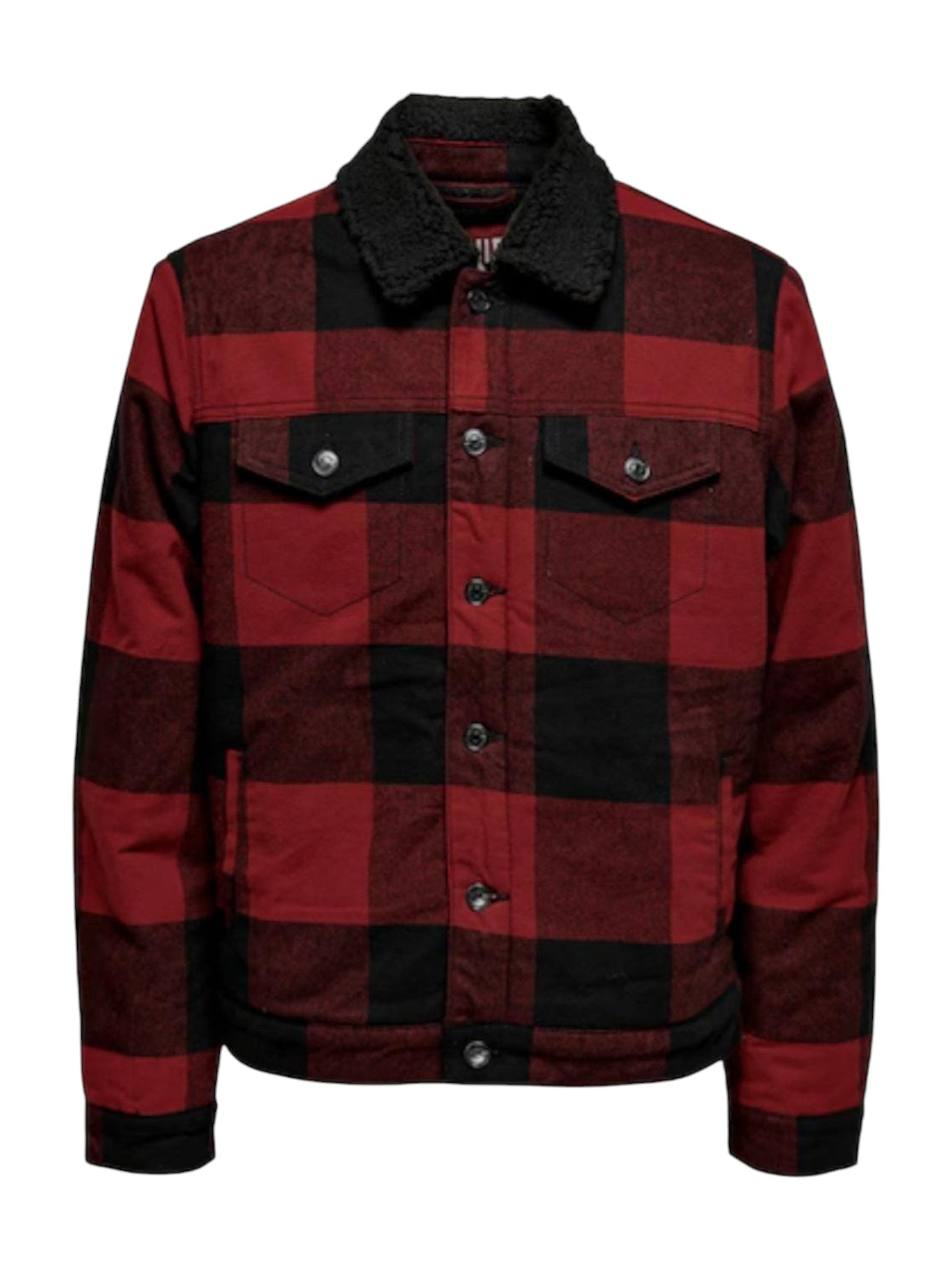 Men's Plaid Jacket,Black/Red