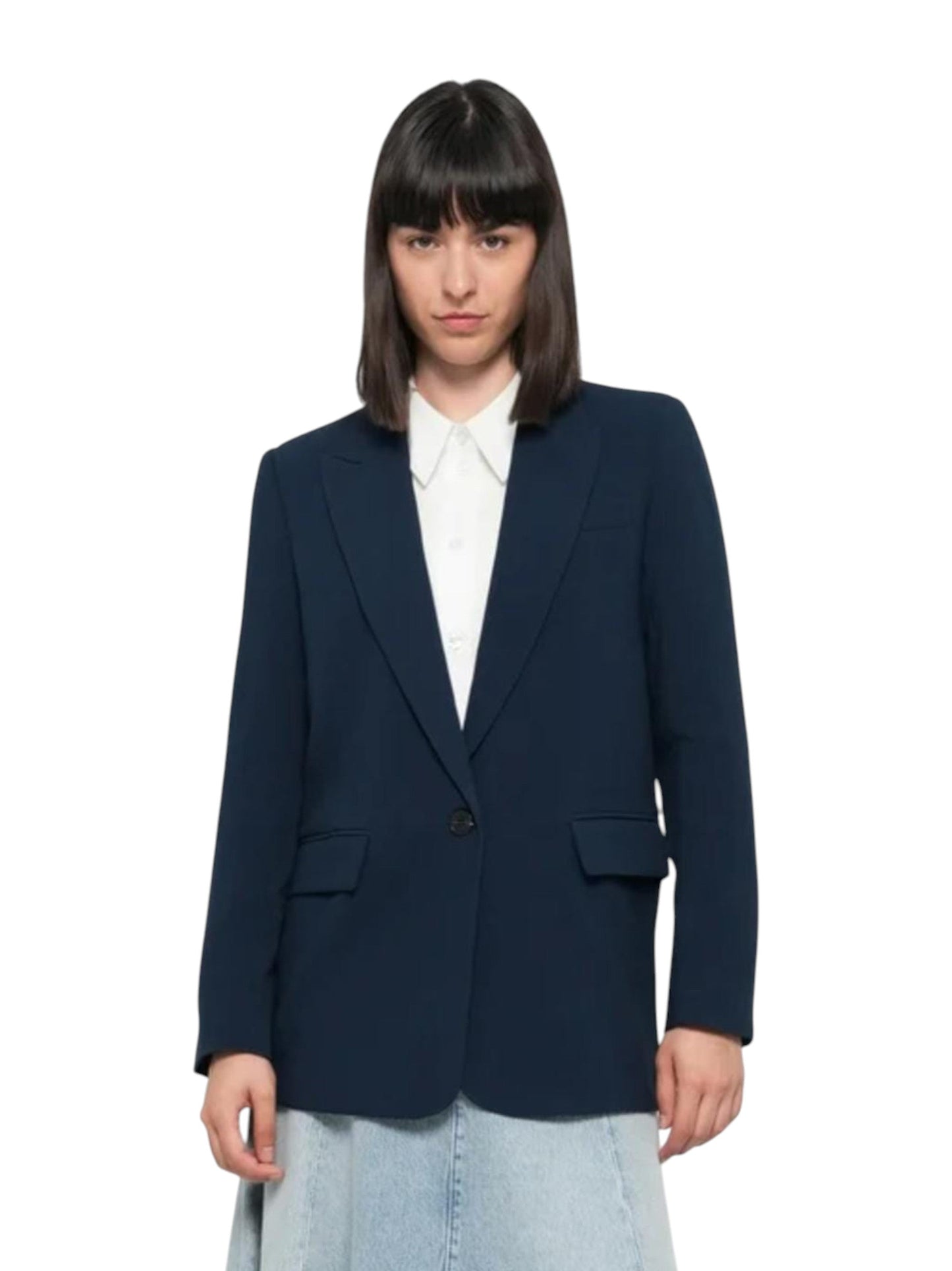 Women's Plain Solid Blazer,Navy