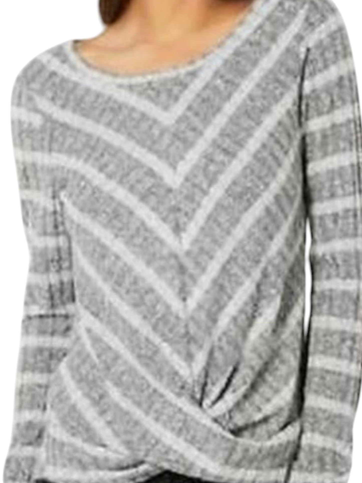 Women's Striped Knitted Top,Grey