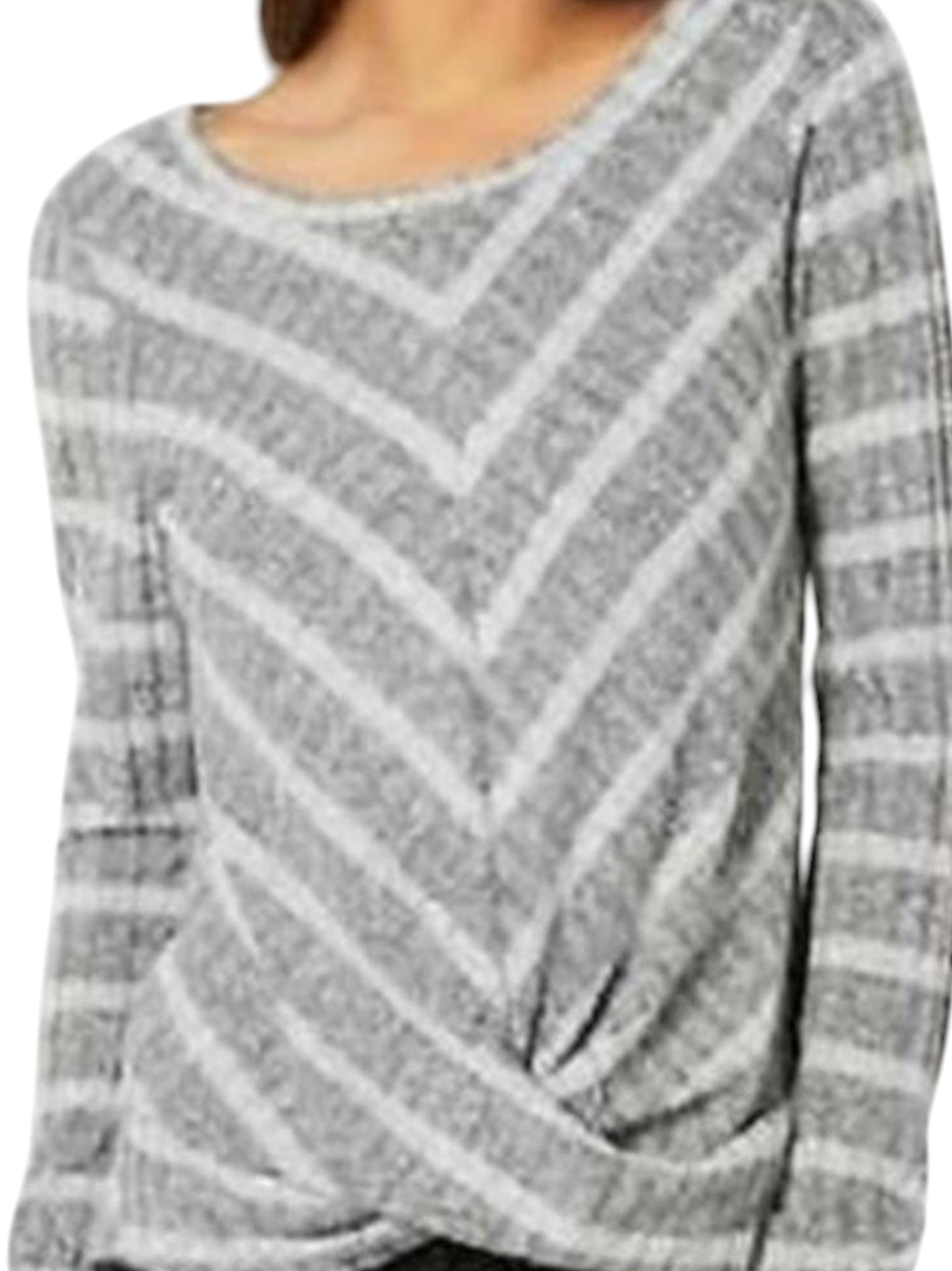 Women's Striped Knitted Top,Grey