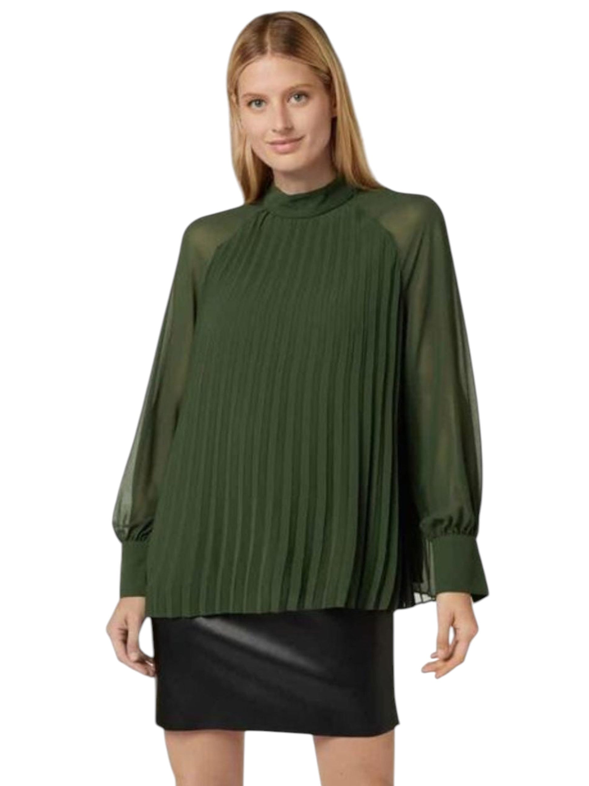 Women's Ruffed Mesh Top,Olive
