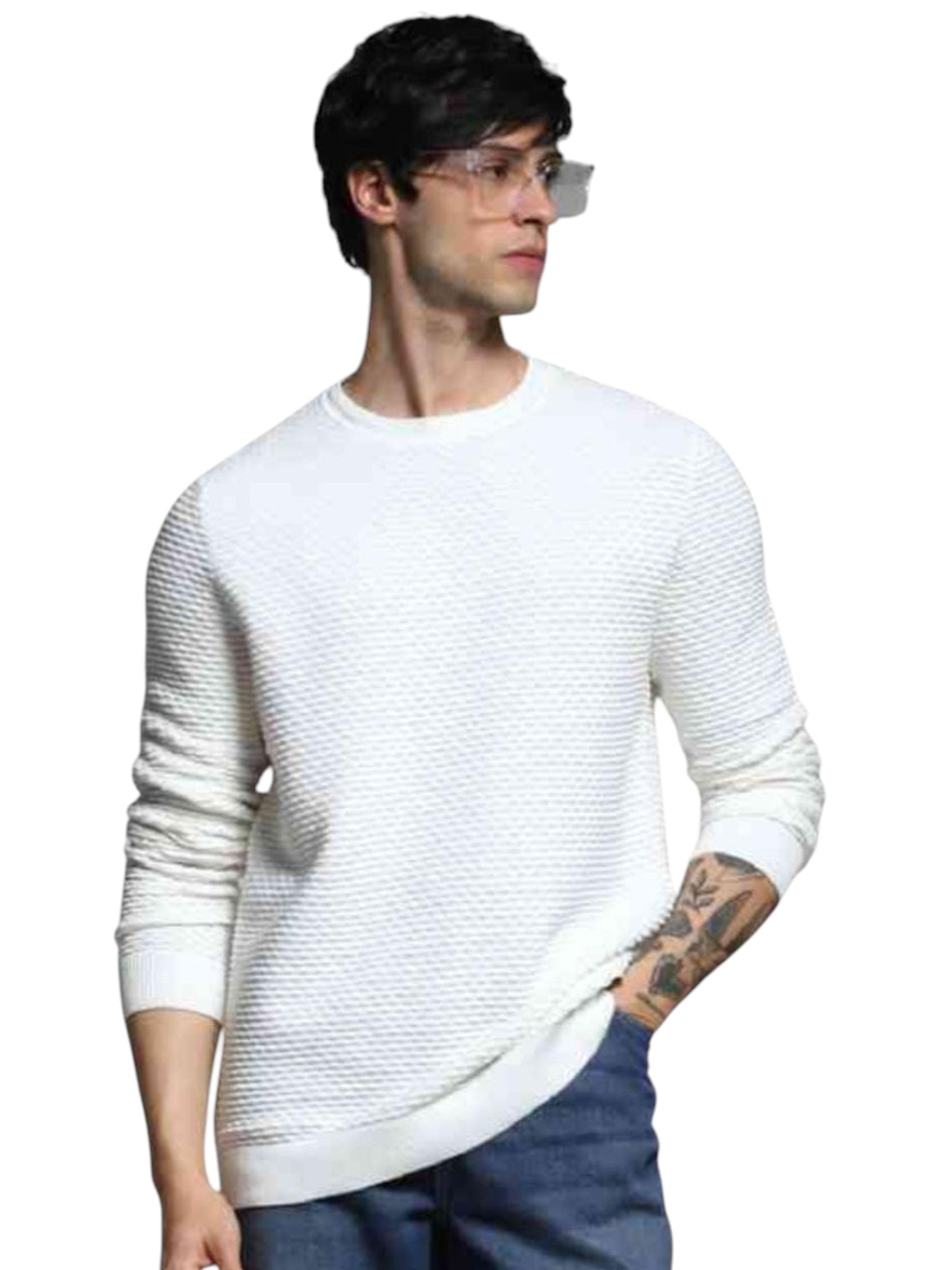 Men's Knitted Sweaters,White