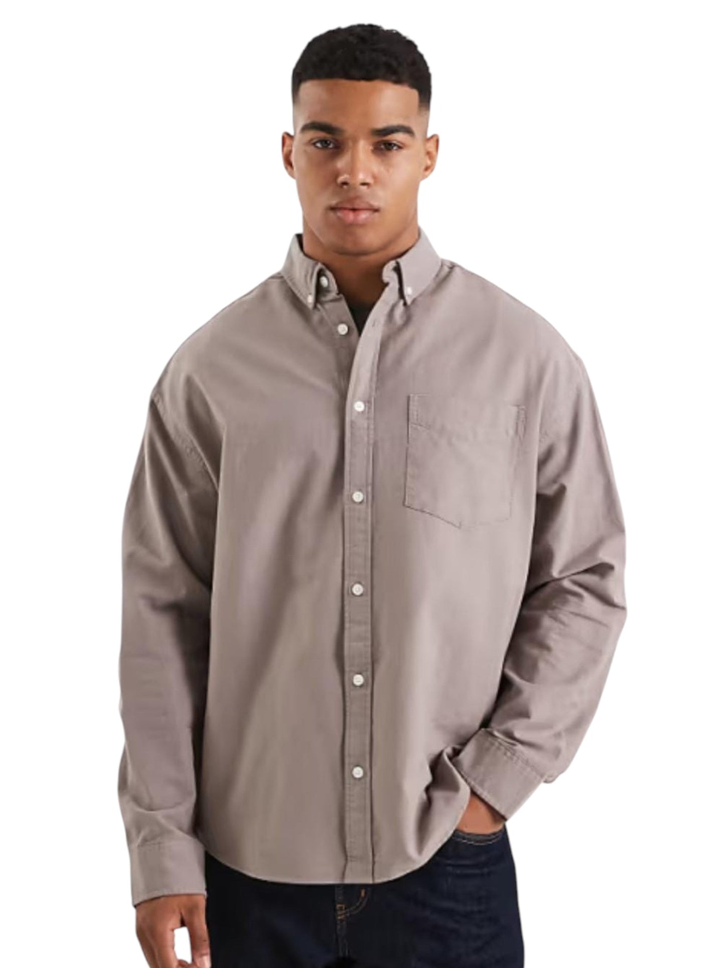 Men's Plain Dress Shirt,Taupe