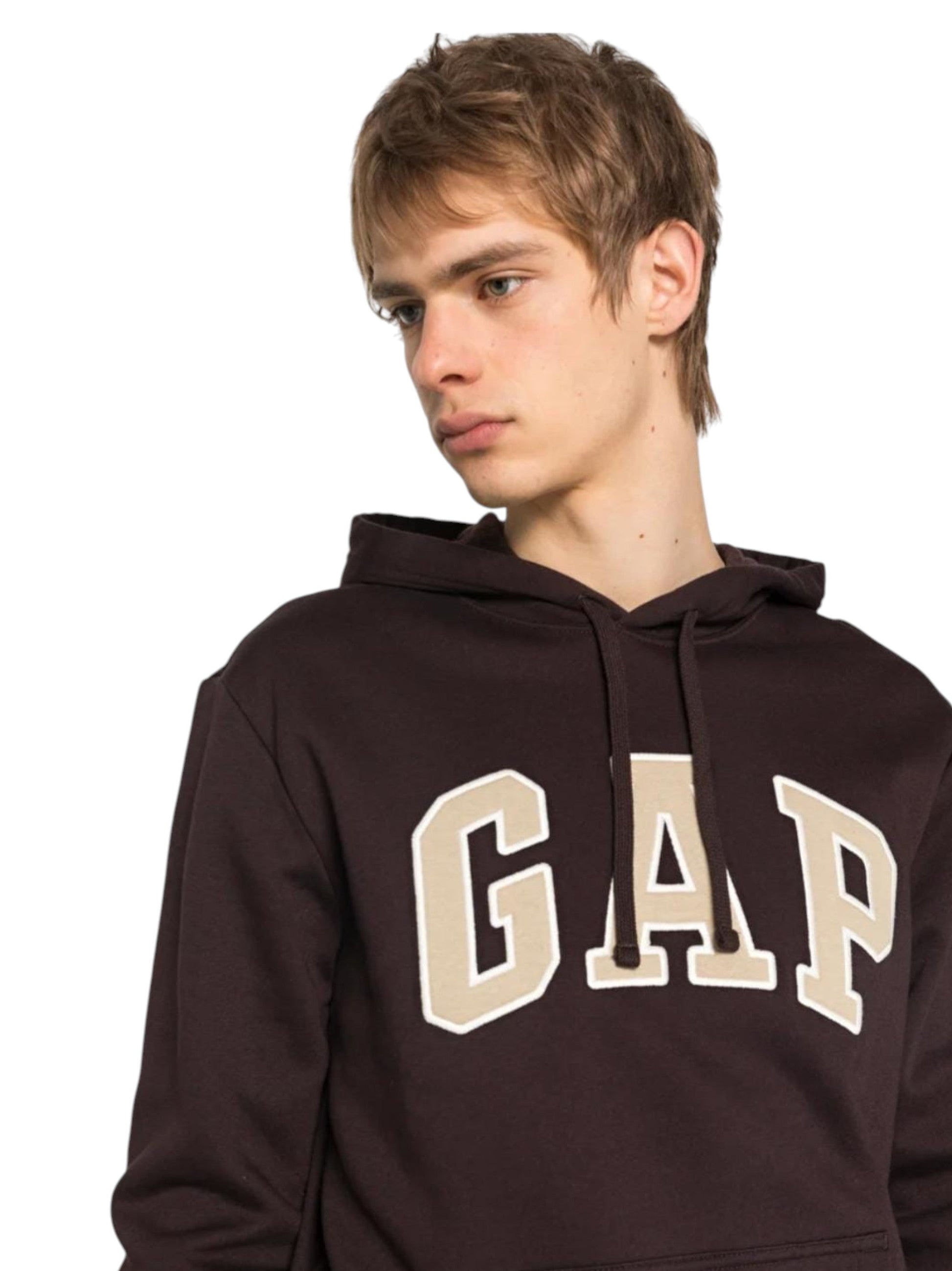 Men's Logo Printed Hoodie,Brown